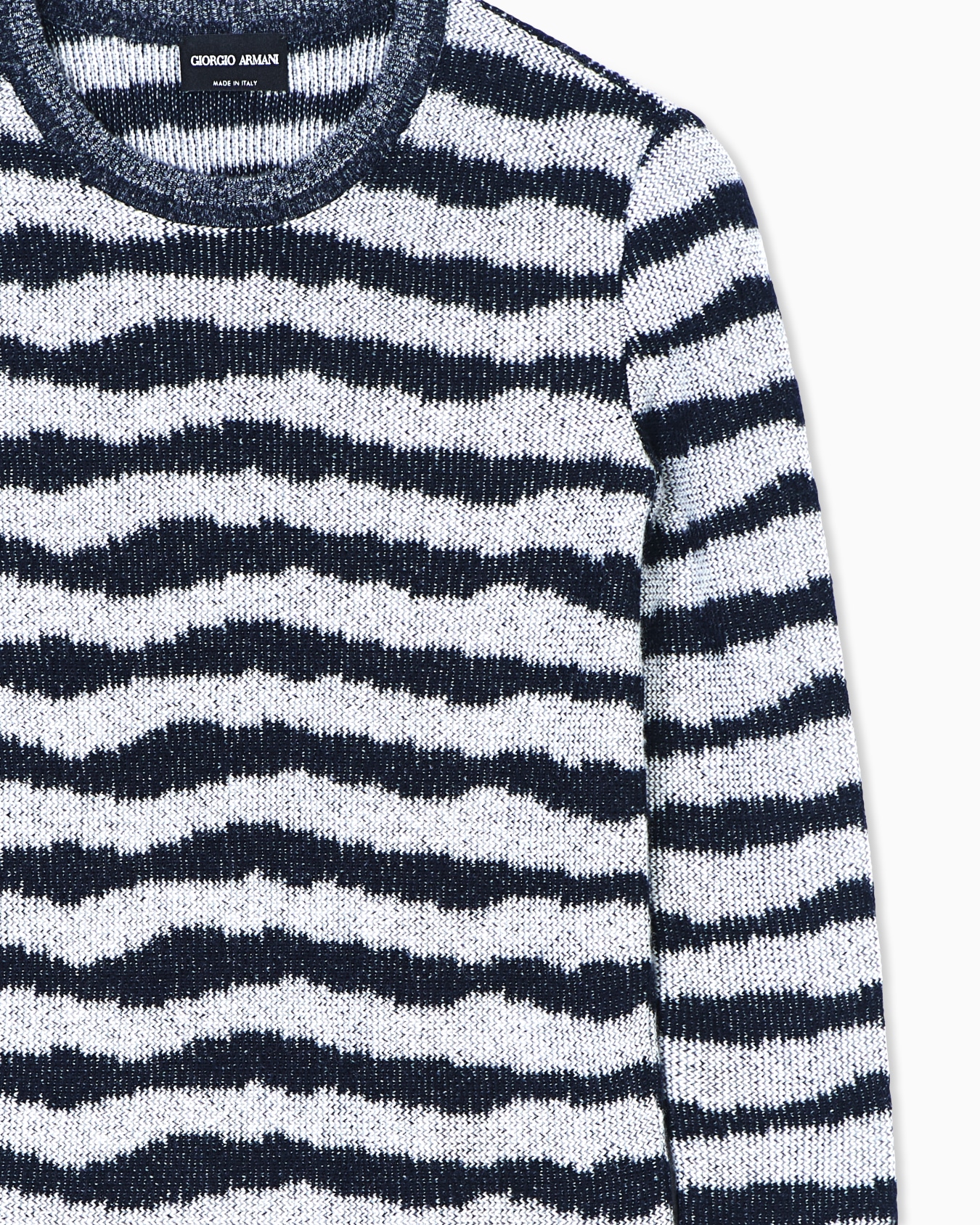 Crew-neck jumper in striped cashmere and silk Slide 4