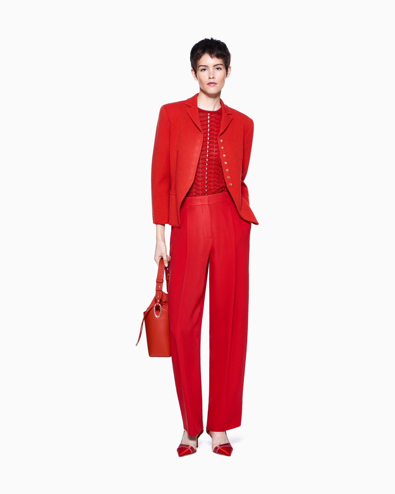 Single-breasted short jacket in cashmere Slide 1