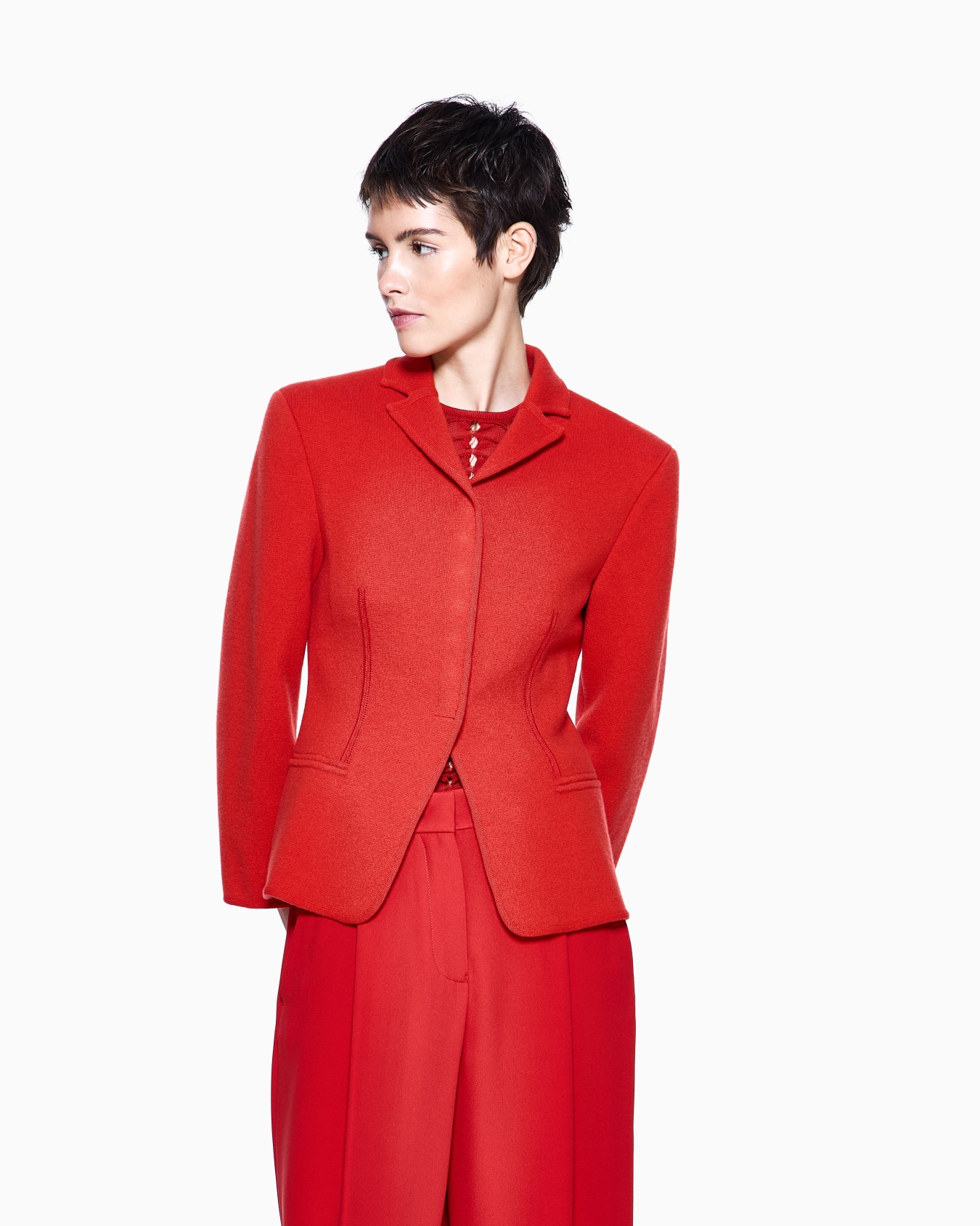 Single-breasted short jacket in cashmere Slide 3