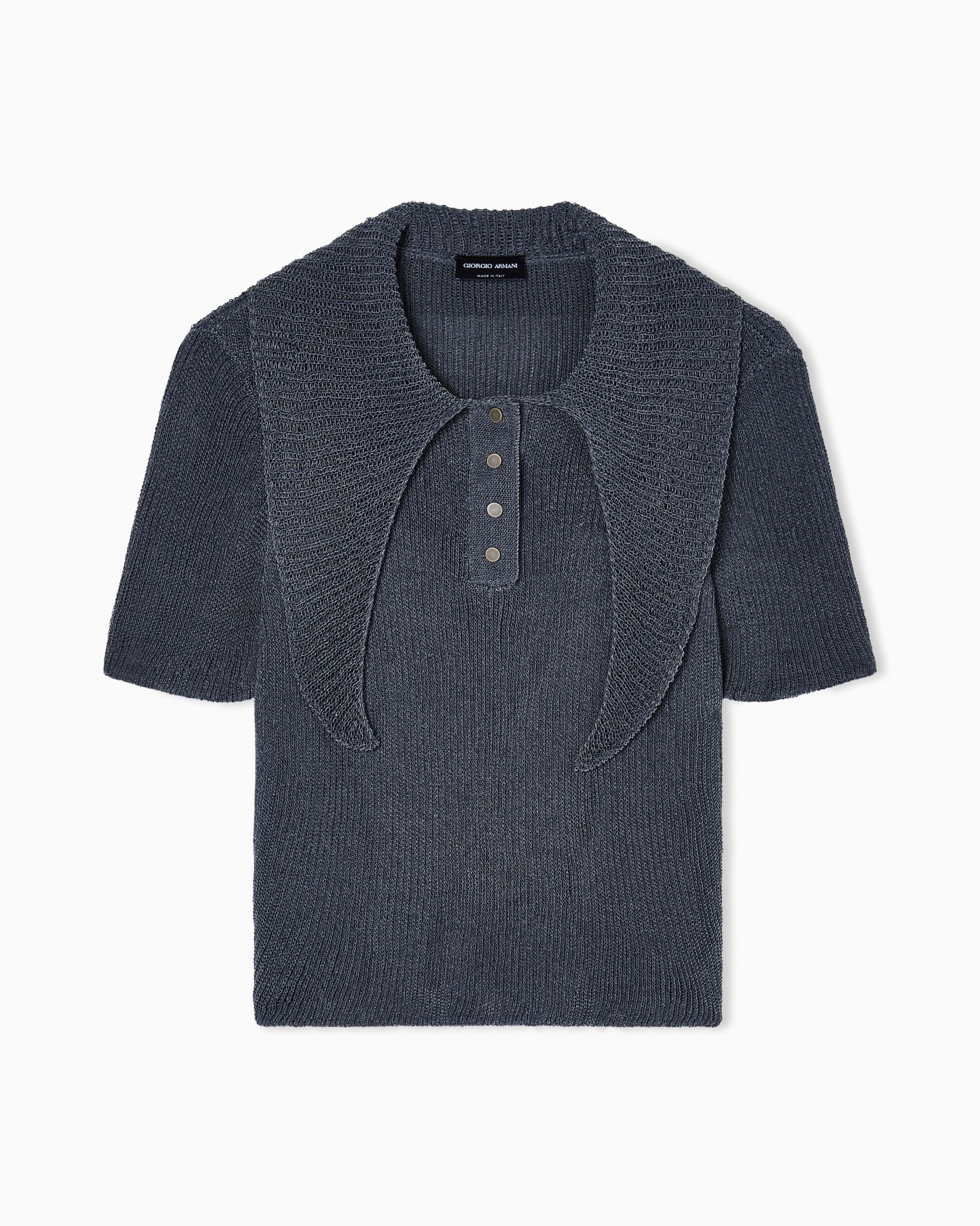 Short-sleeved polo shirt in cotton-blend interlock Slide 0