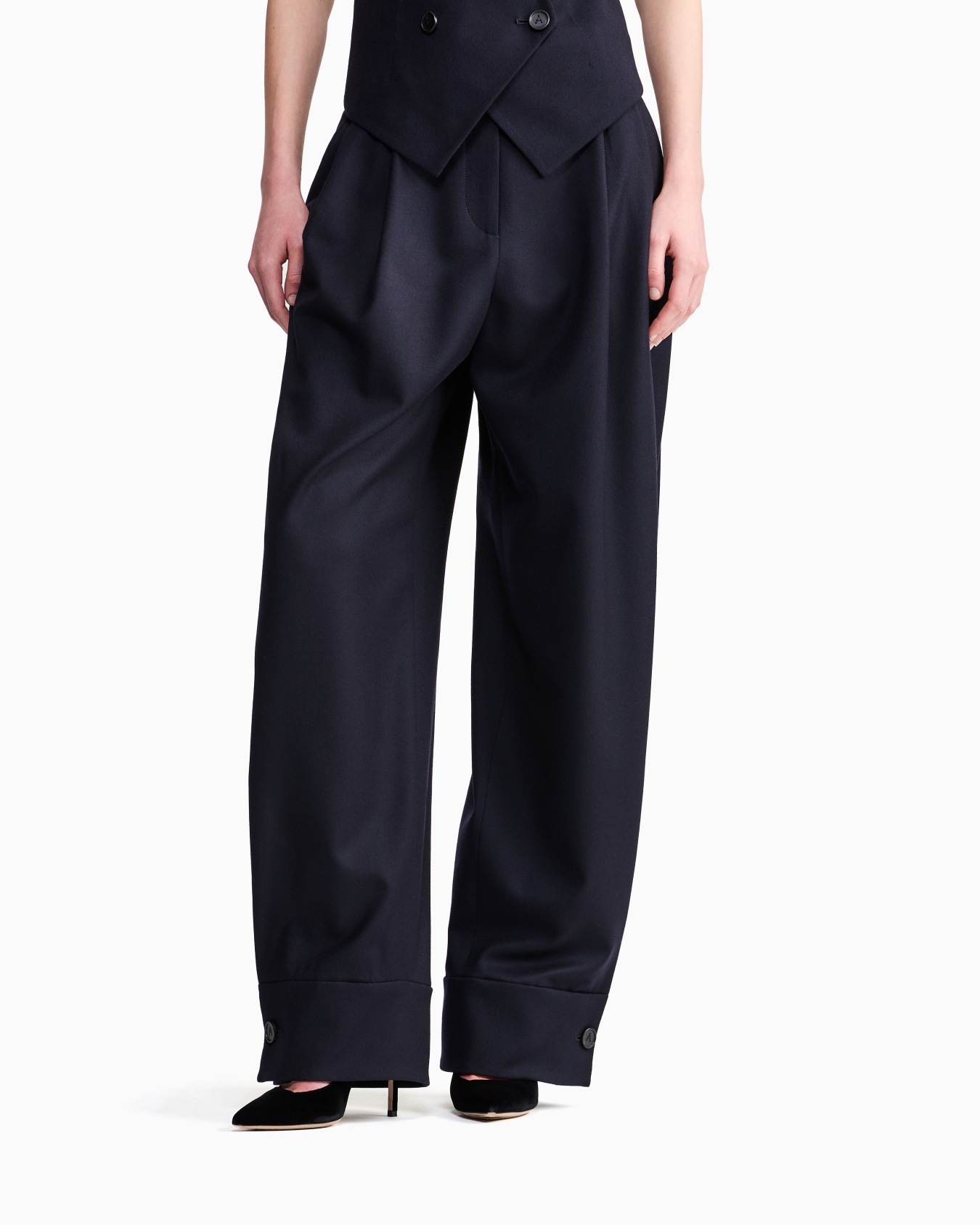 Giorgio Armani for Alanui pure virgin wool trousers with pleats Slide 3