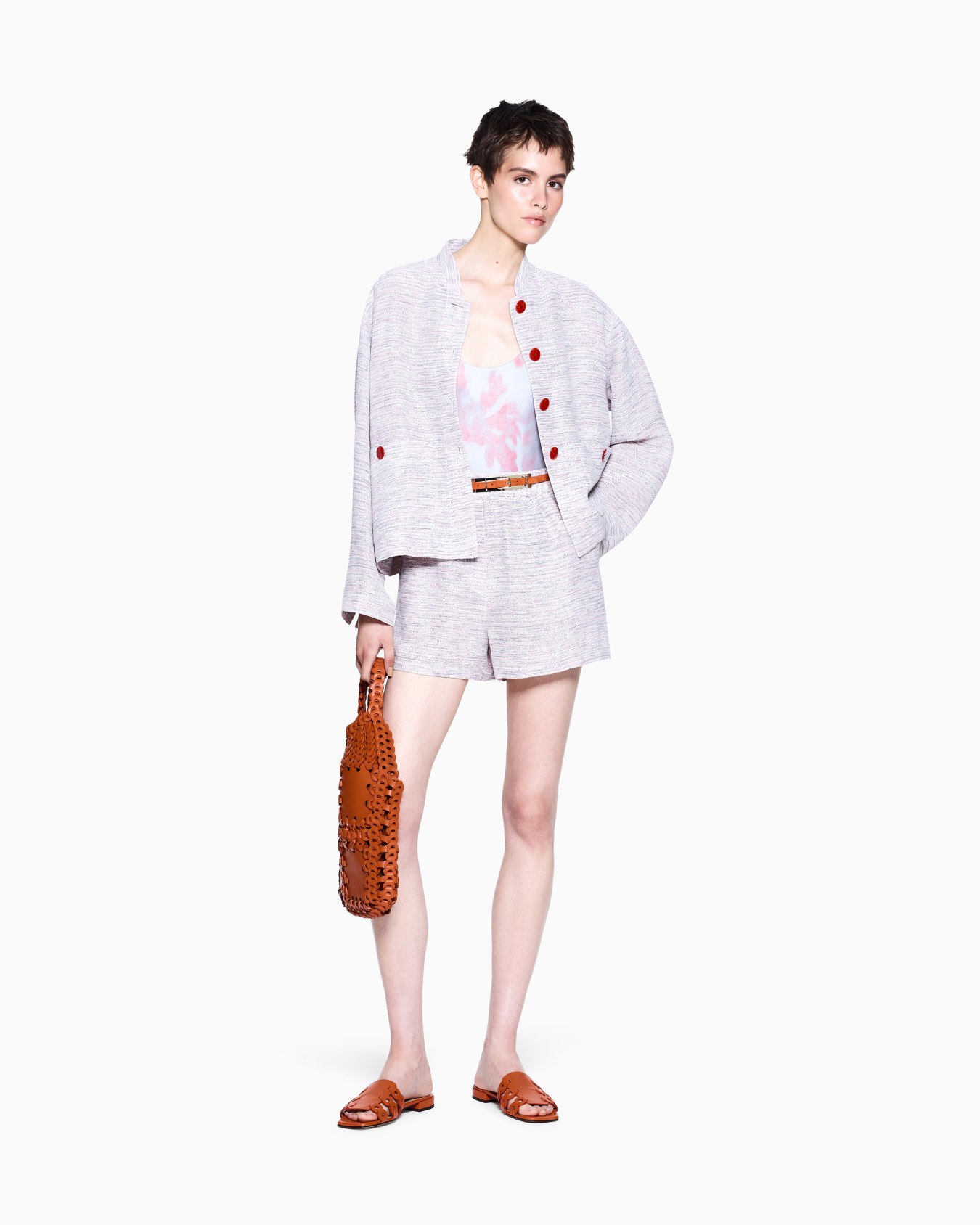 Viscose and linen mouliné knit blouson Slide 1