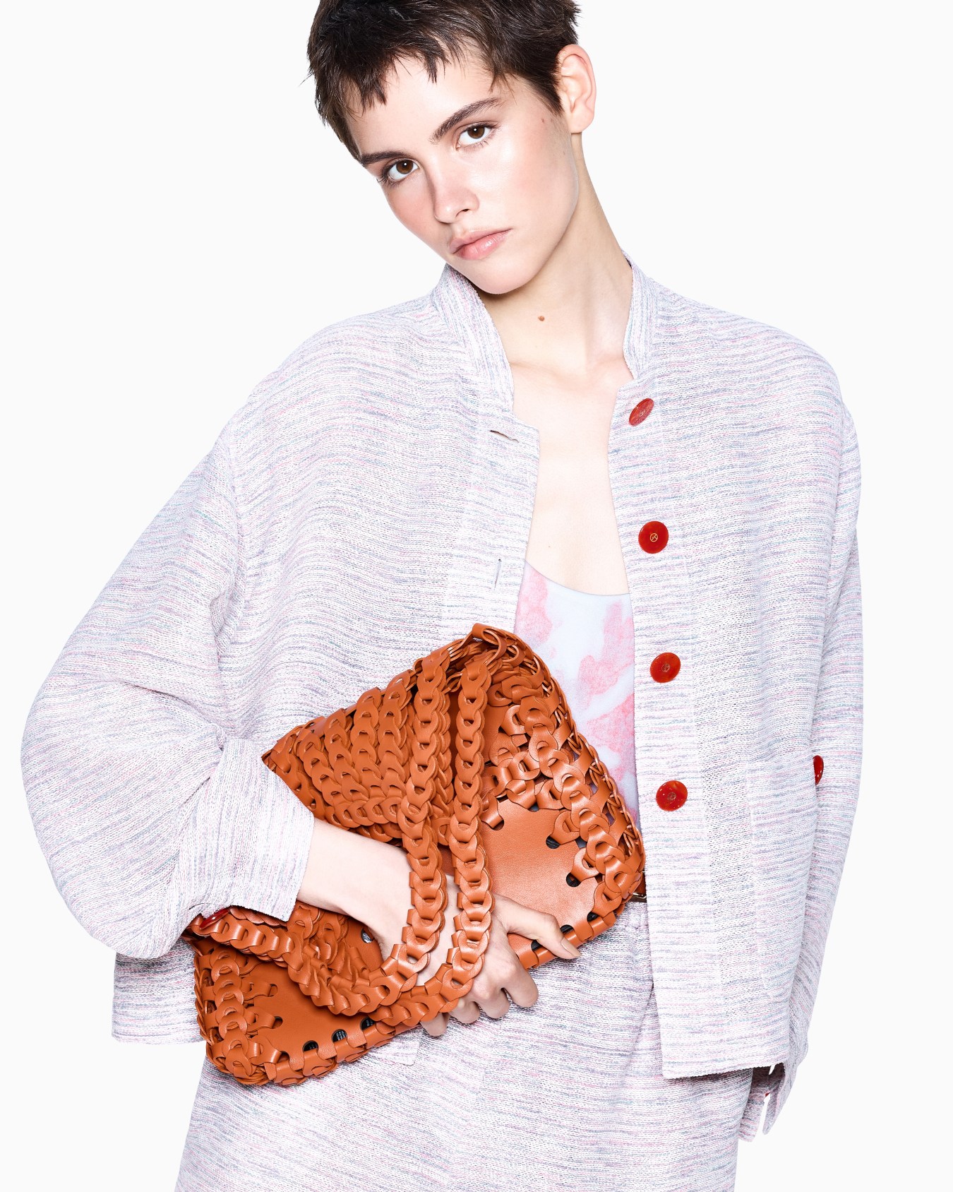 Viscose and linen mouliné knit blouson Slide 3