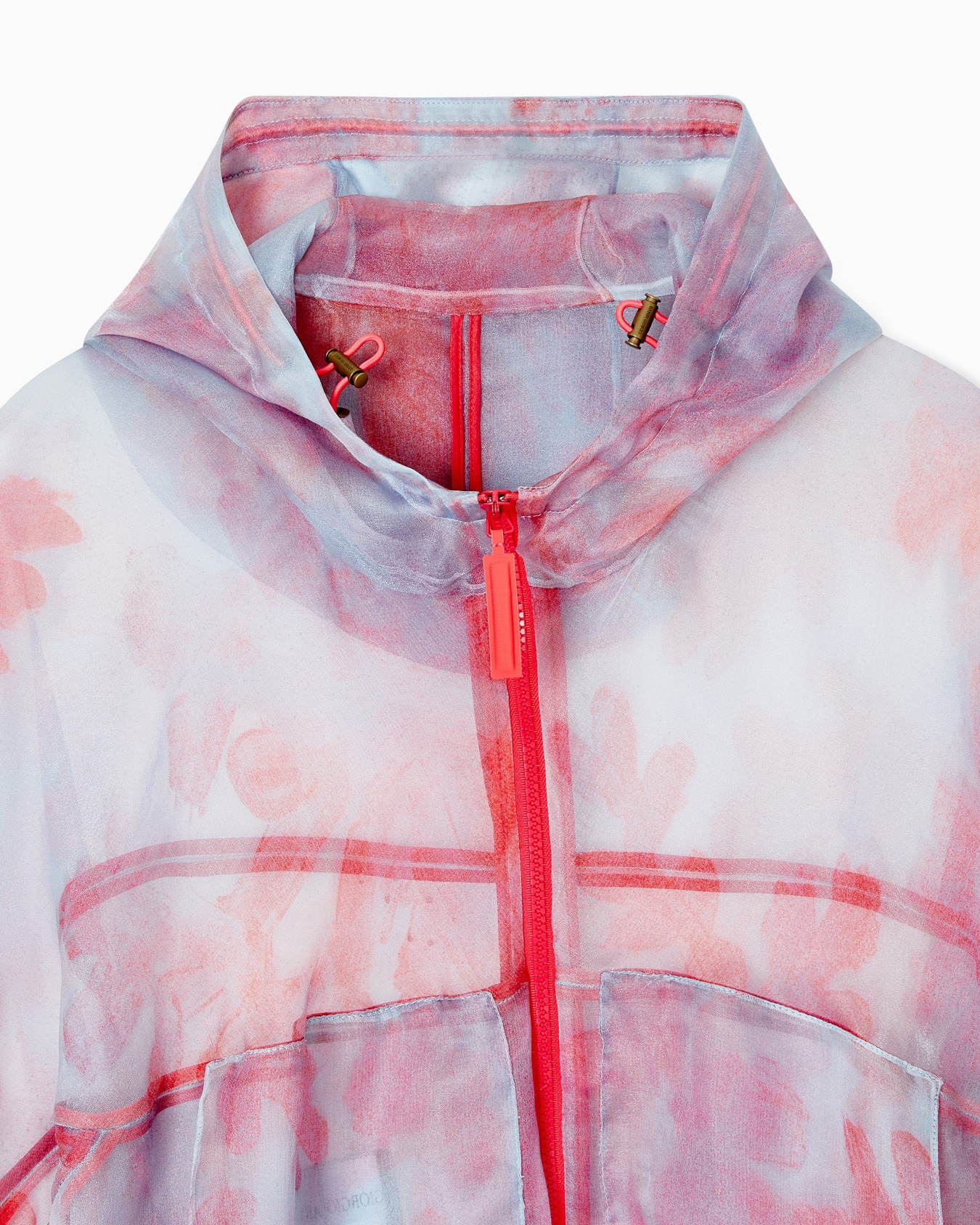 Printed silk organza hooded blouson Slide 3