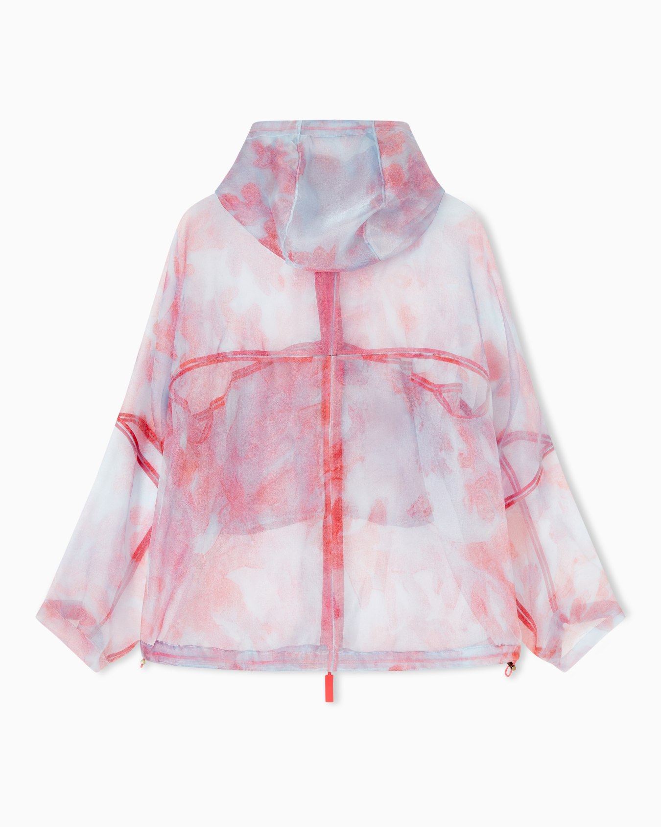 Printed silk organza hooded blouson Slide 1