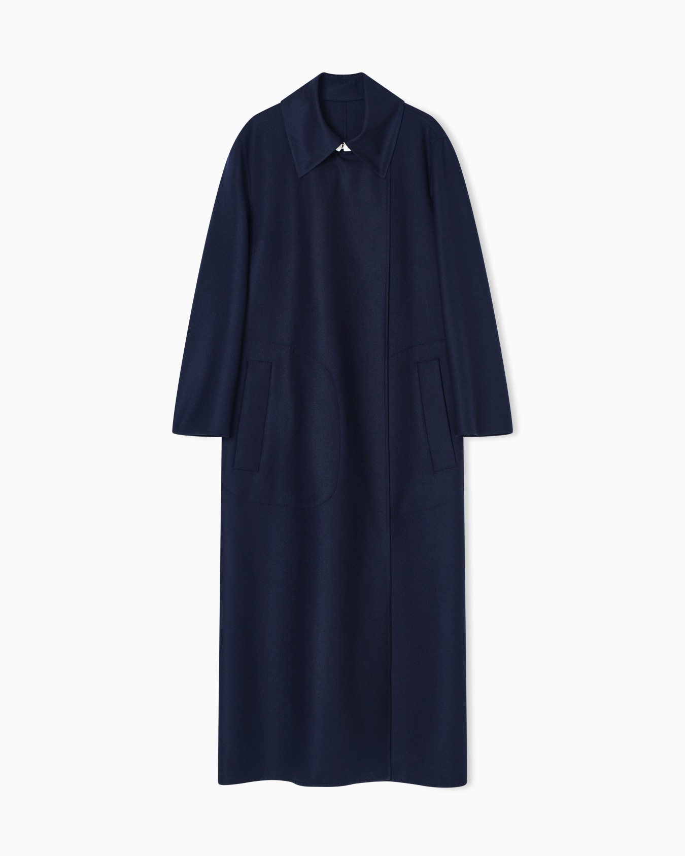 Manteau long en laine vierge bicolore Diapositive 0