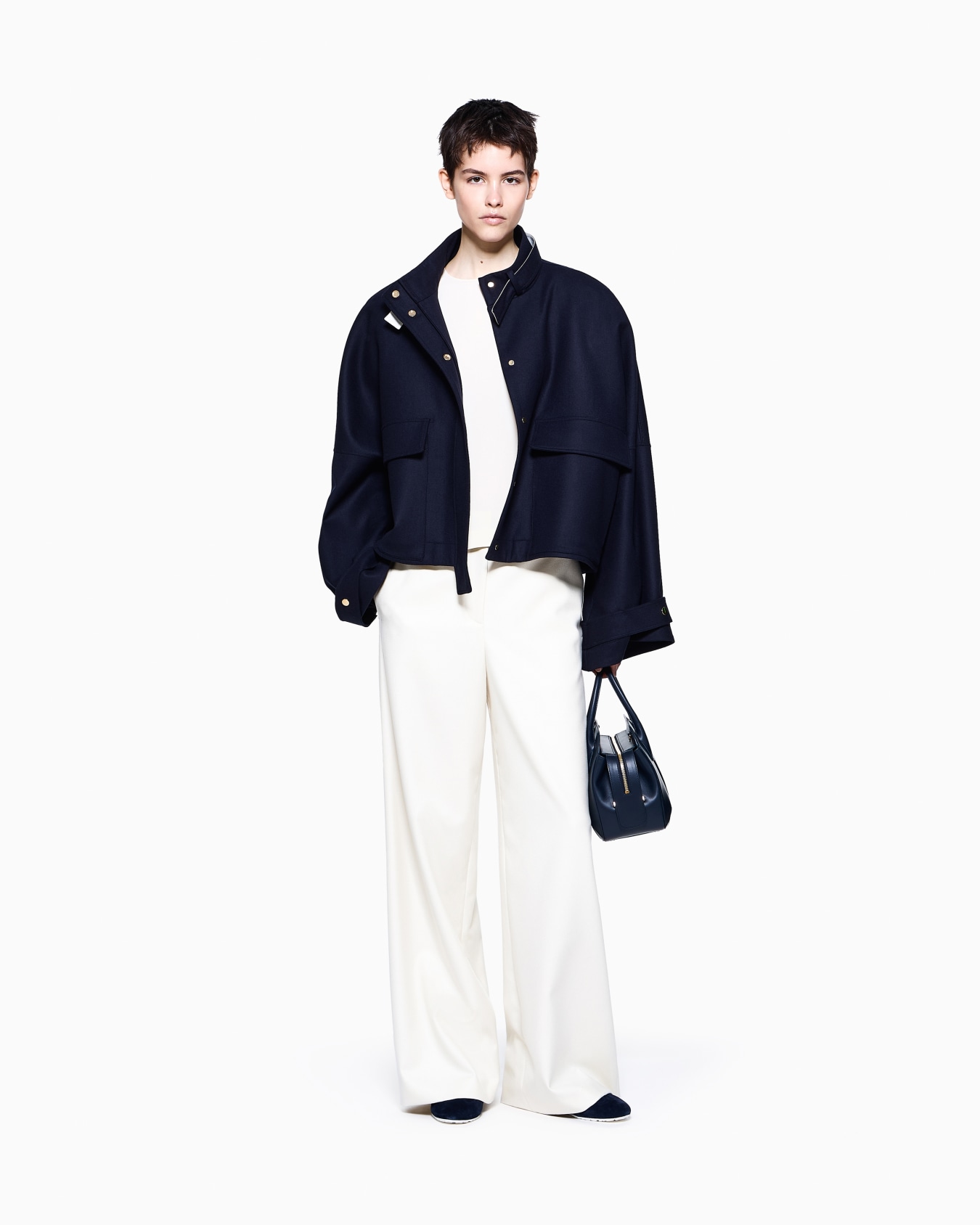 Two-tone virgin wool pea coat Slide 2