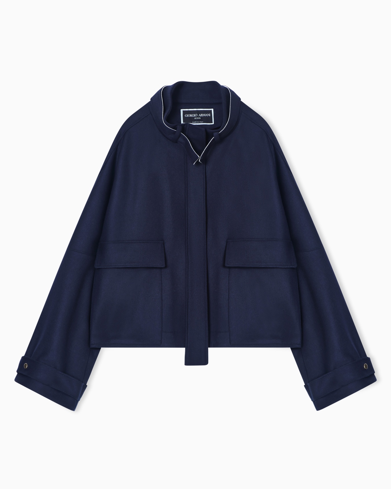 Two-tone virgin wool pea coat Slide 0