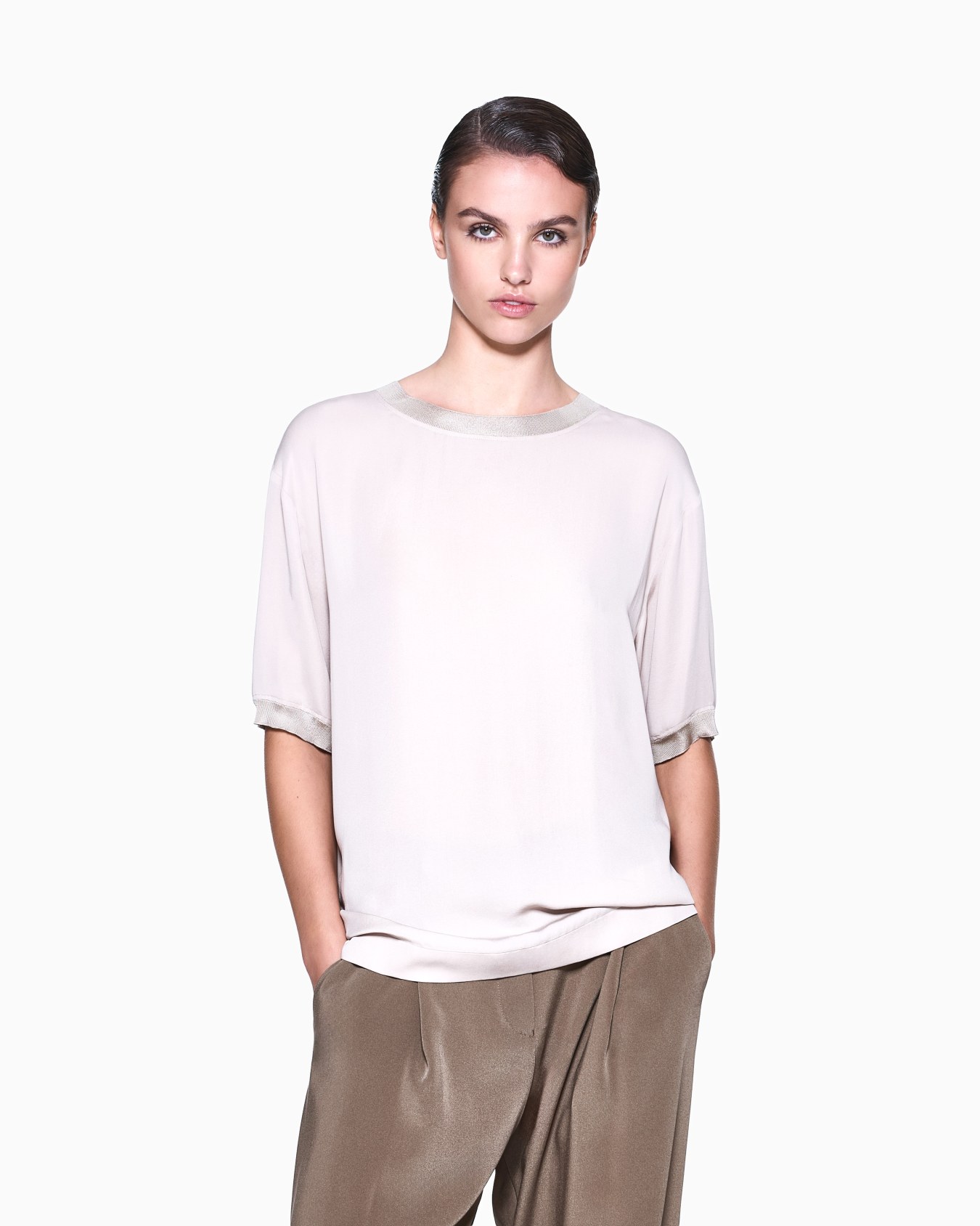 Twin-Set aus doppelt genähtem Seiden-Georgette Folie 3