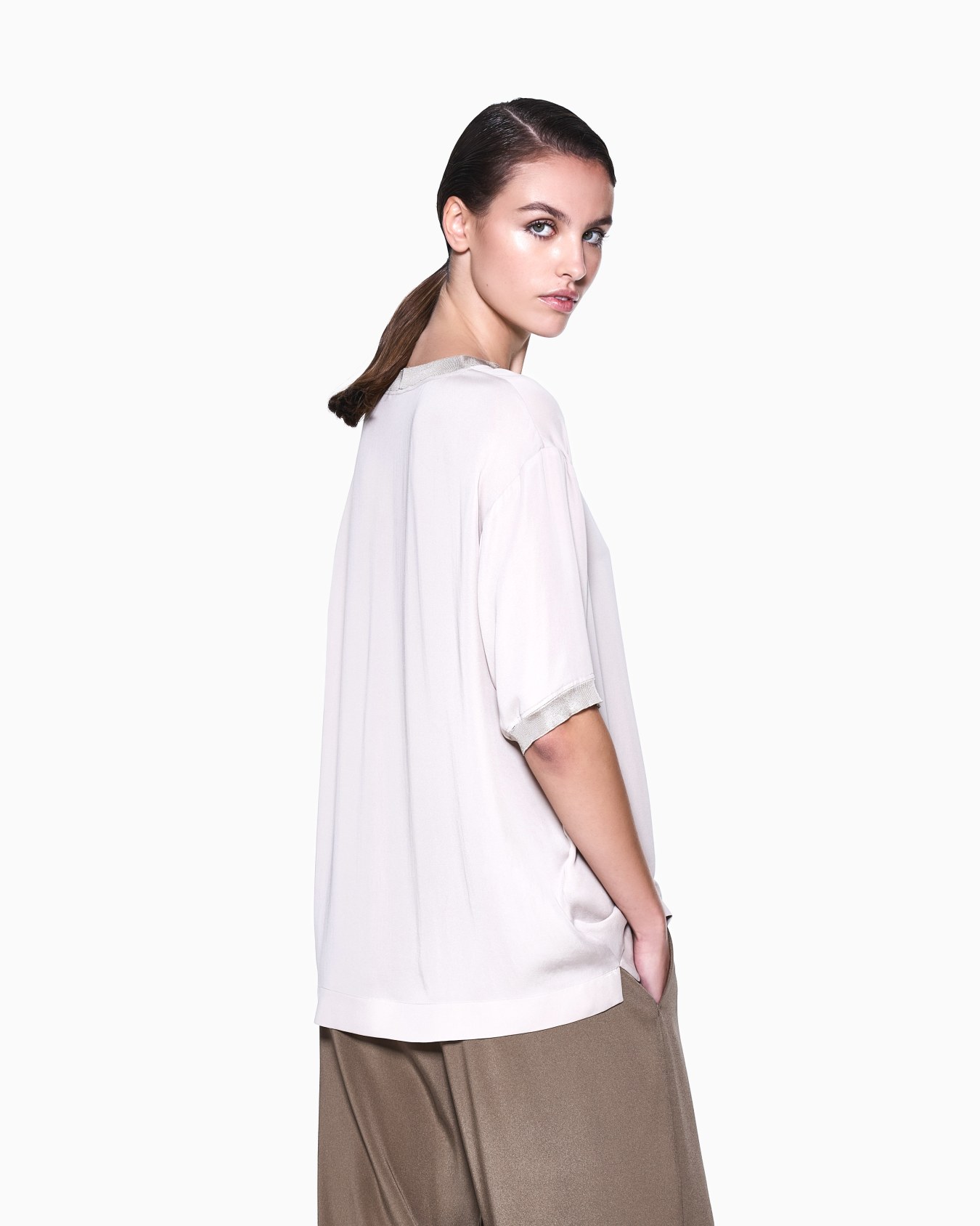 Twin-Set aus doppelt genähtem Seiden-Georgette Folie 2