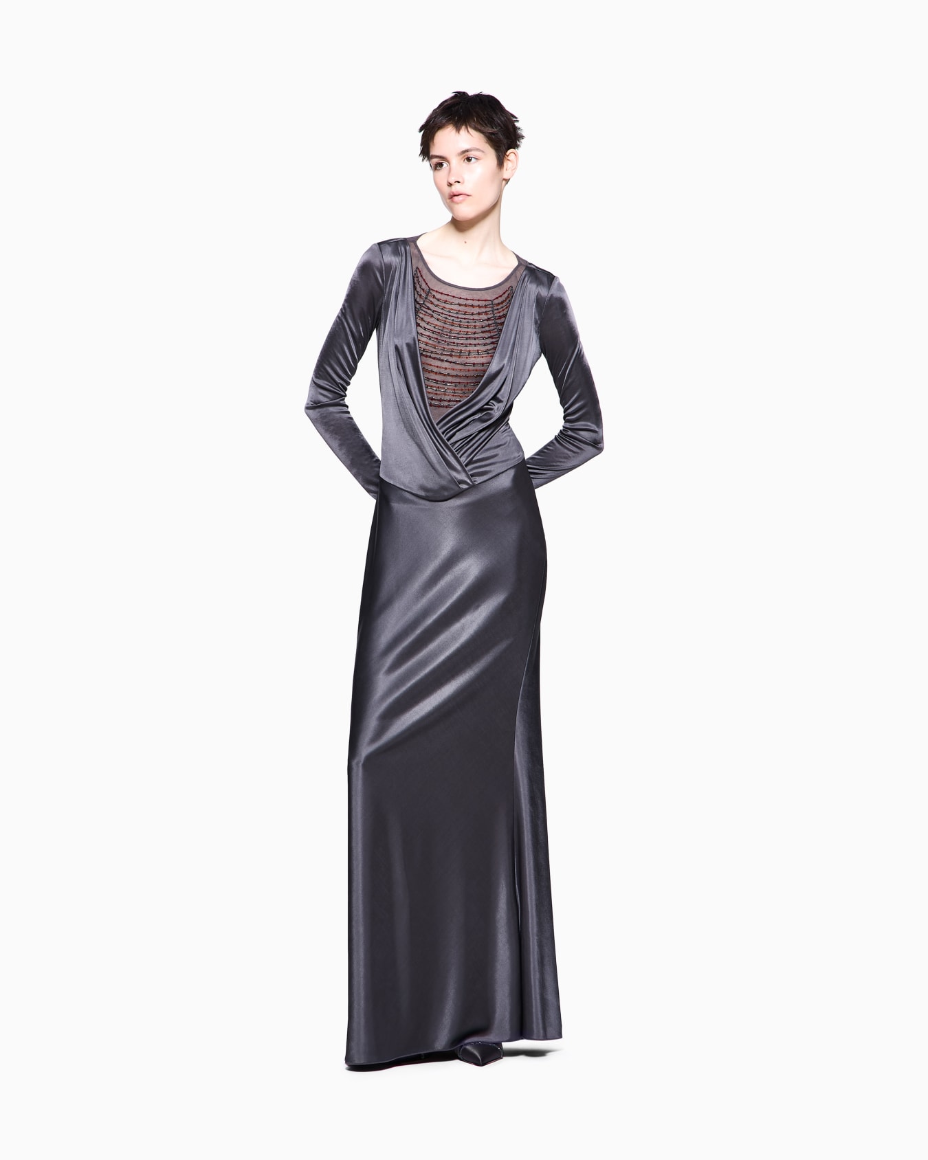 ASV shiny viscose jersey long dress Slide 2