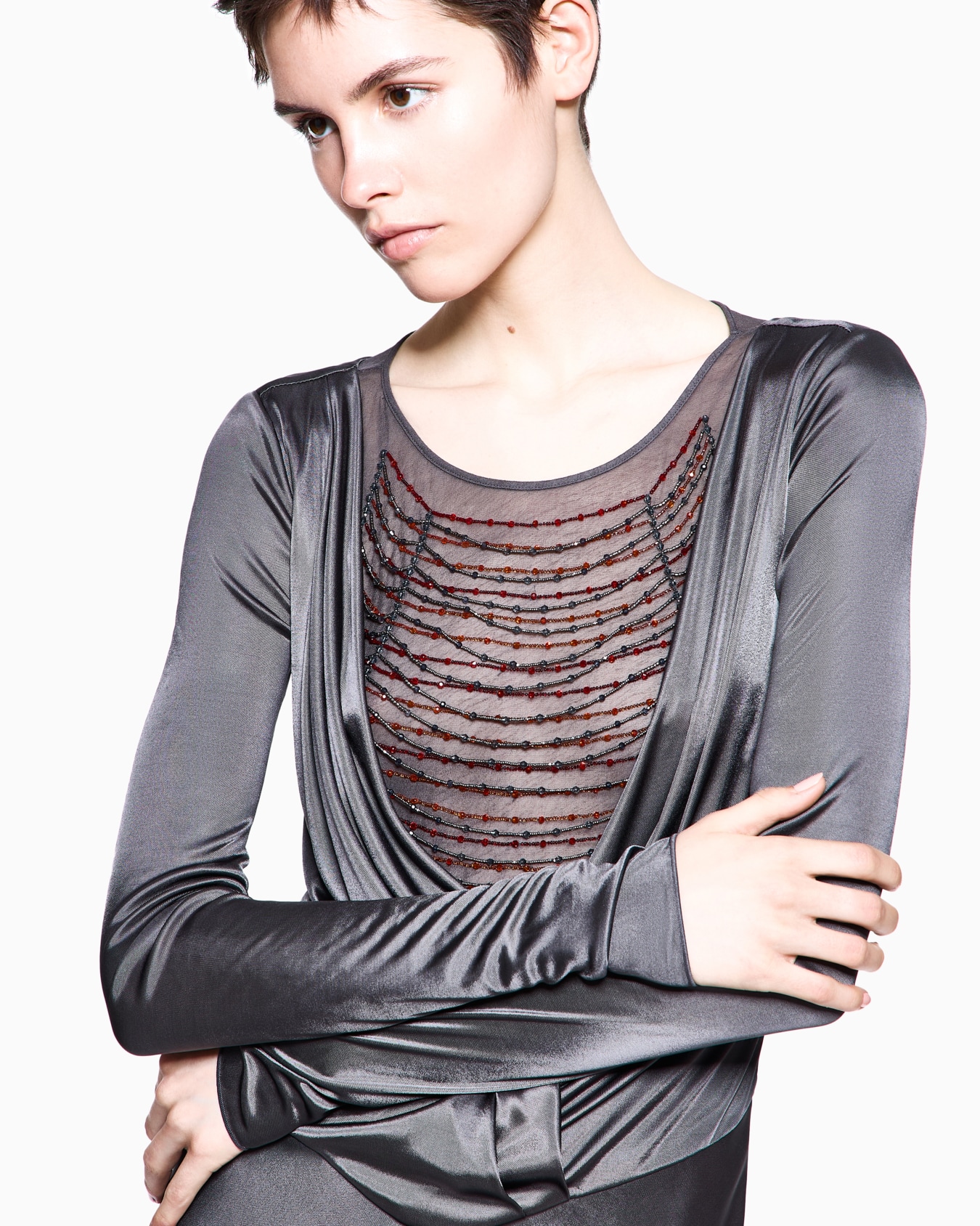 ASV shiny viscose jersey long dress Slide 4