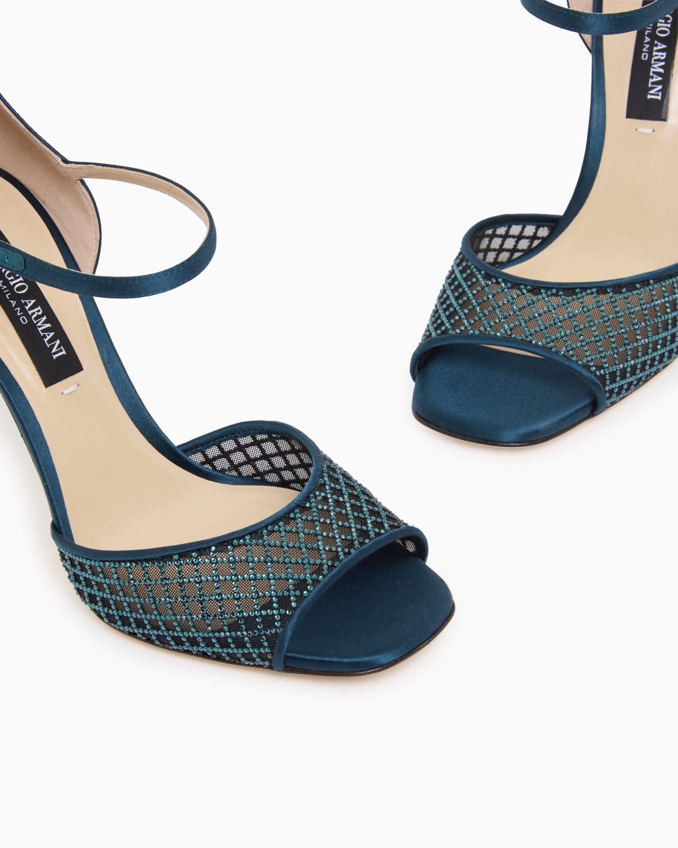 Satin and rhinestone heeled sandals Slide 4