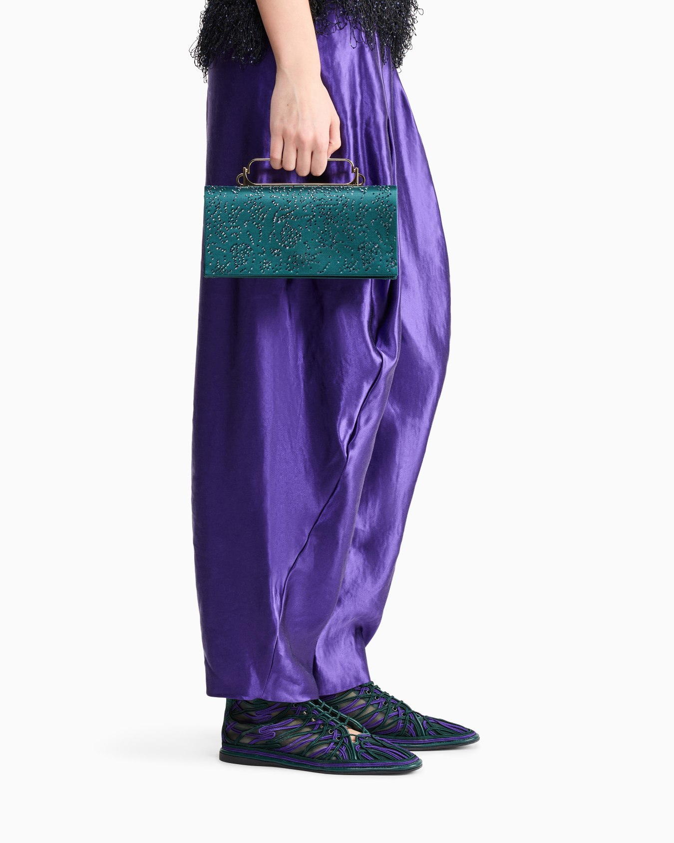 Satin and rhinestone clutch bag Slide 5