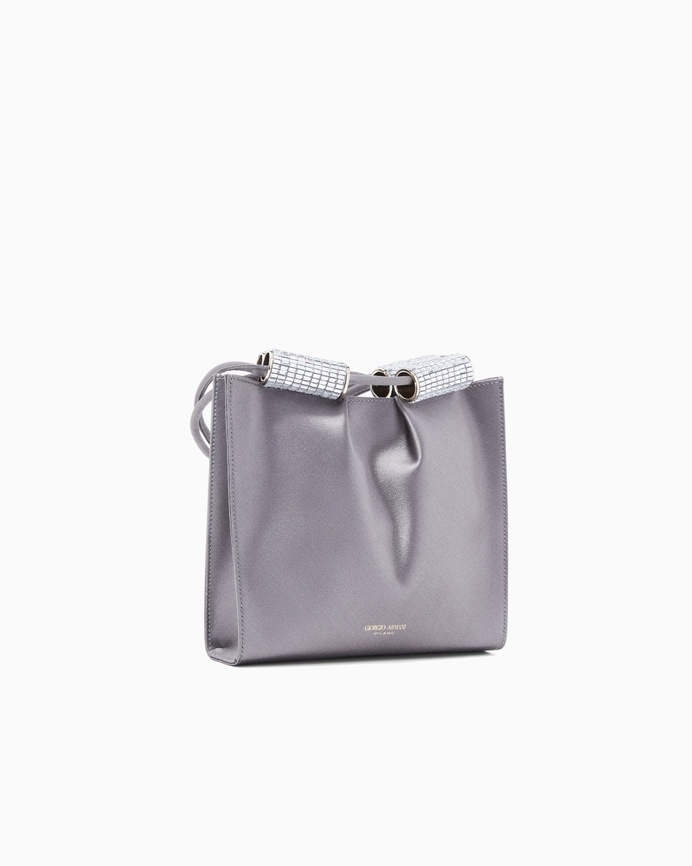 Satin shoulder bag with rhinestone detail Slide 1