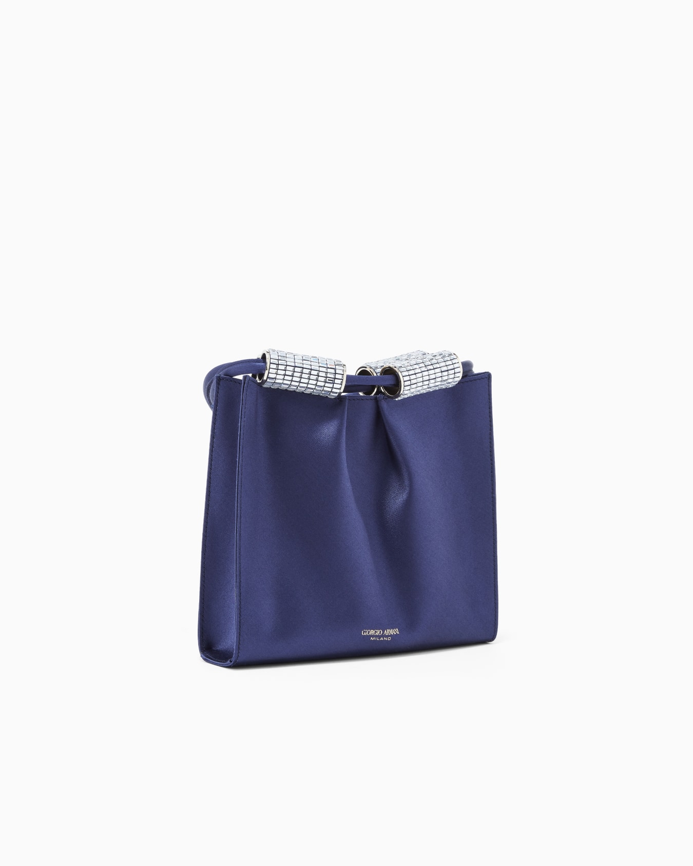 Satin shoulder bag with rhinestone detail Slide 1