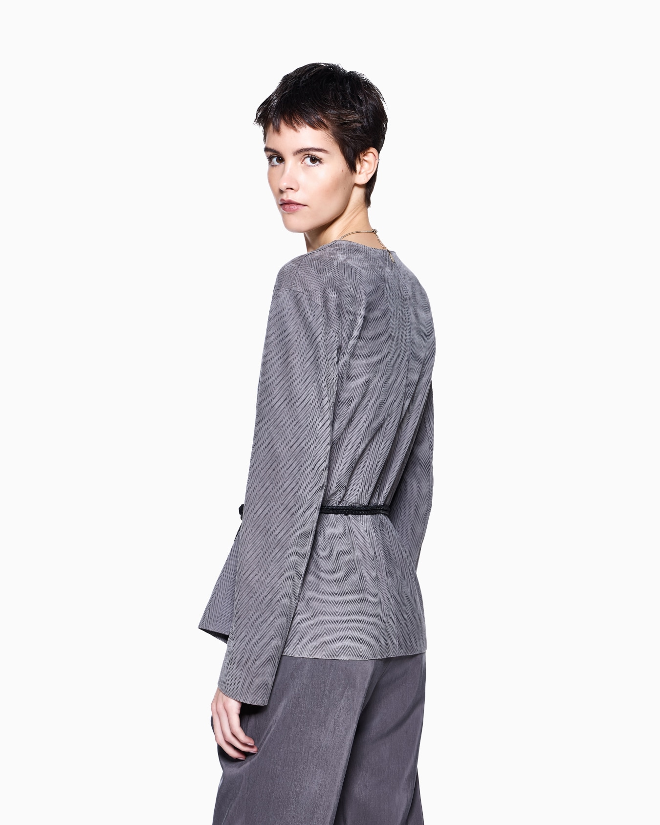 Giacca camicia in suede di agnello stampa chevron Slide 2