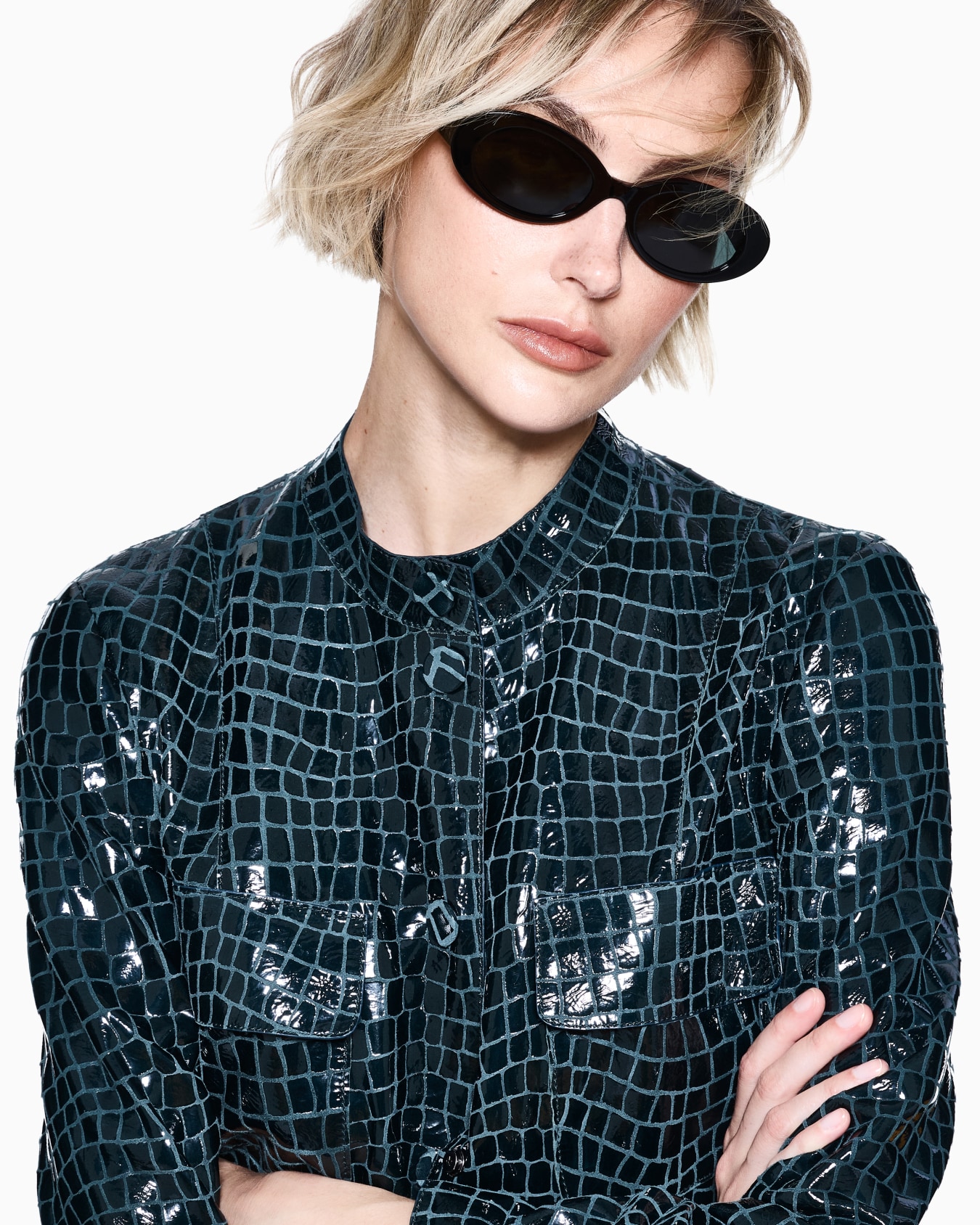 Leather coat with crocodile print ASV Diapositiva 3