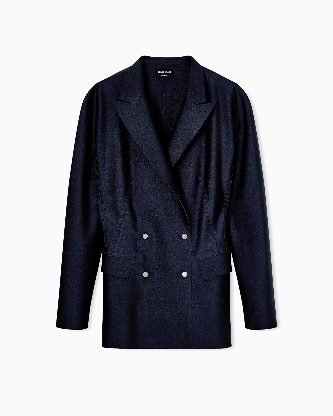 Double-breasted jacket in scuba jersey Slide 0