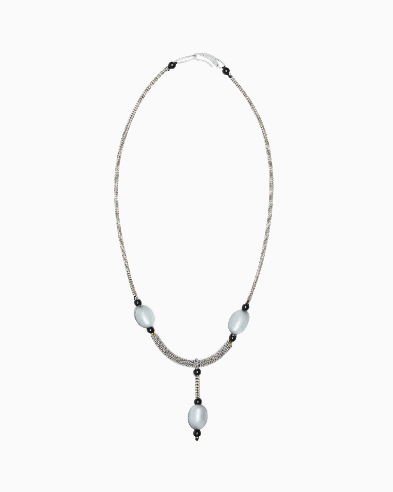 Necklace with brass, resin and glass pendants Slide 0