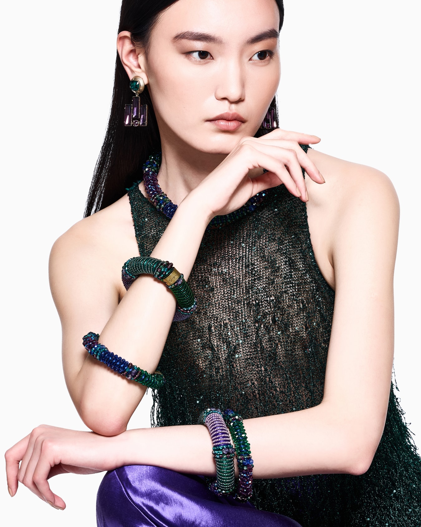 Lurex jersey top with fringes Slide 4