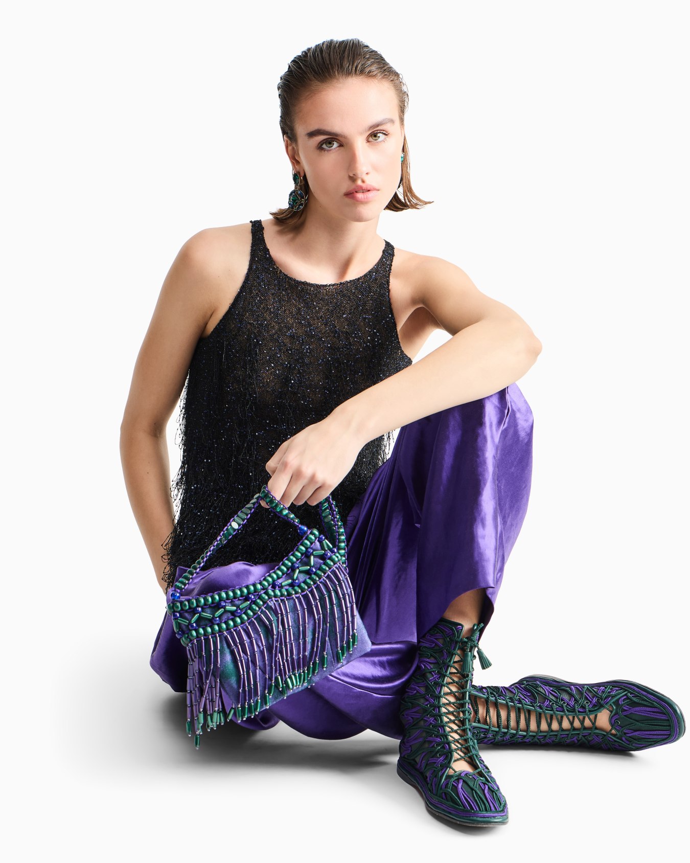 Lurex jersey top with fringes Slide 5