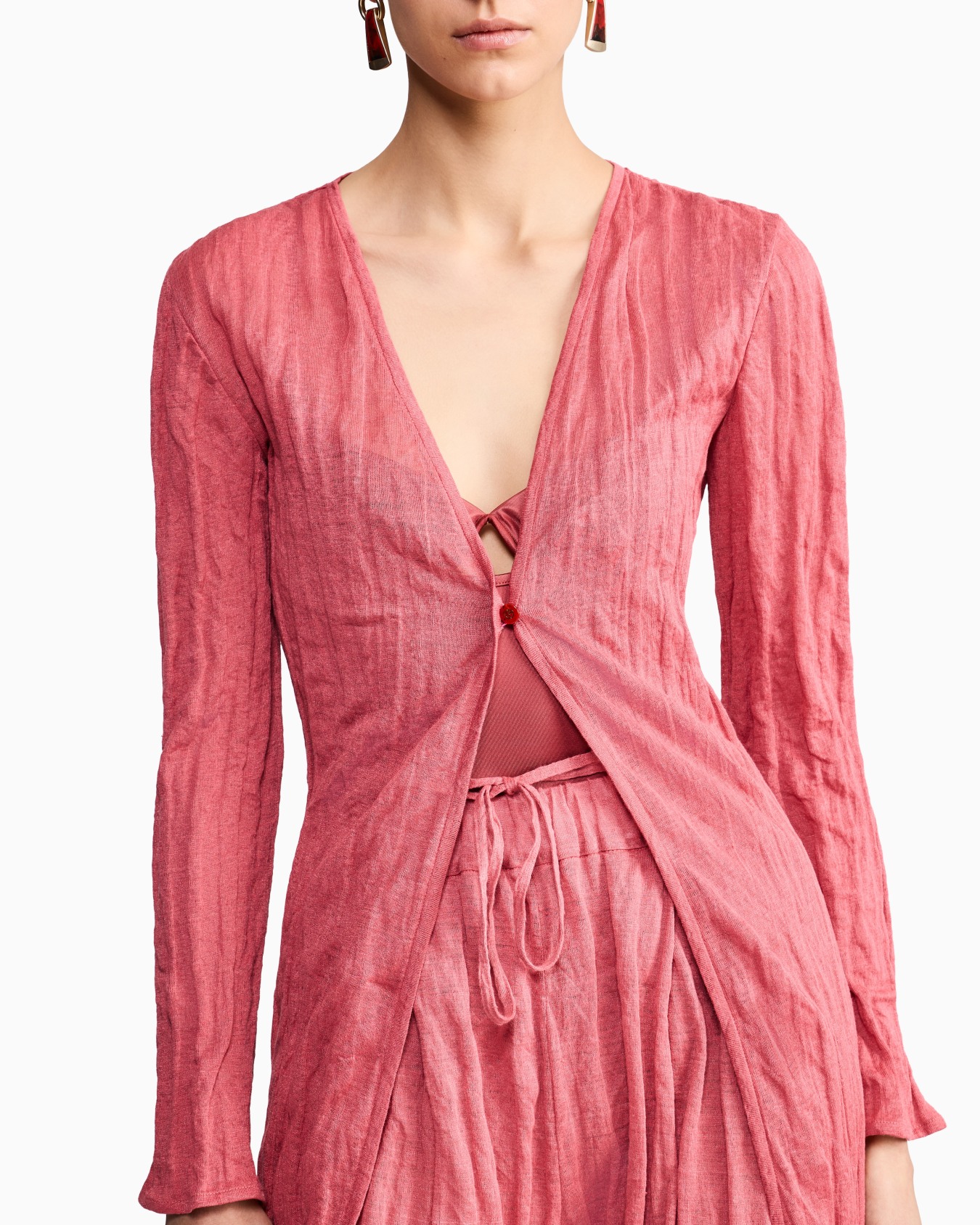 Long linen and lurex cardigan Slide 3