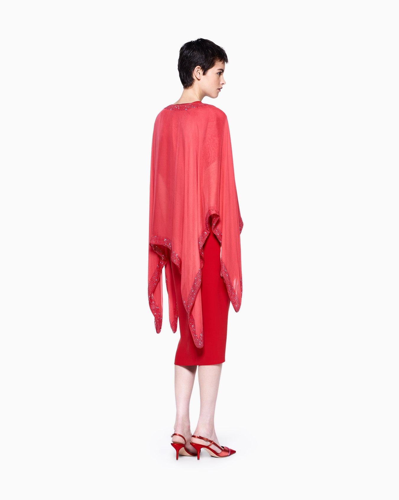 Silk cape with crystal detail Slide 2