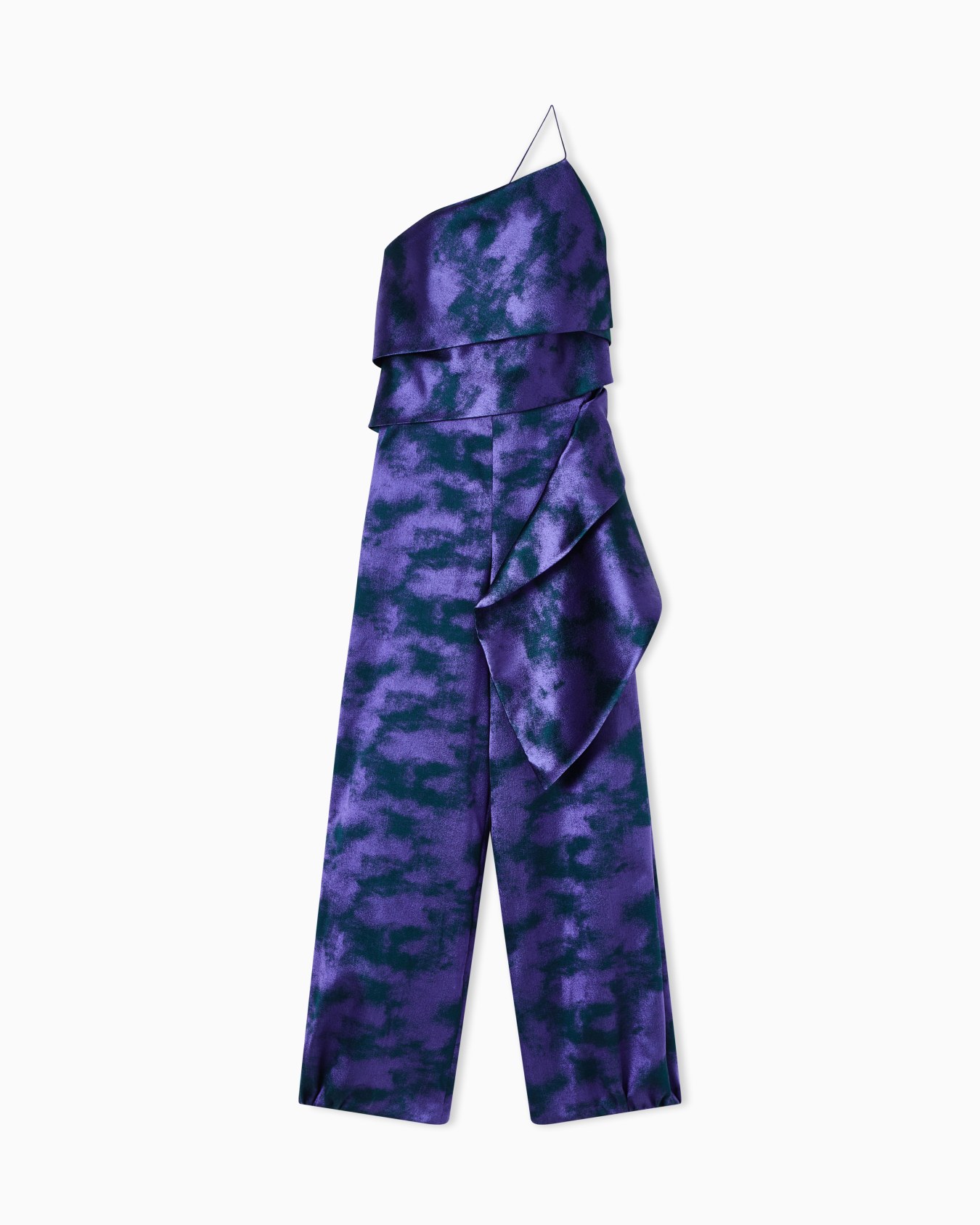One-shoulder jumpsuit in a two-tone jacquard silk blend  Slide 0