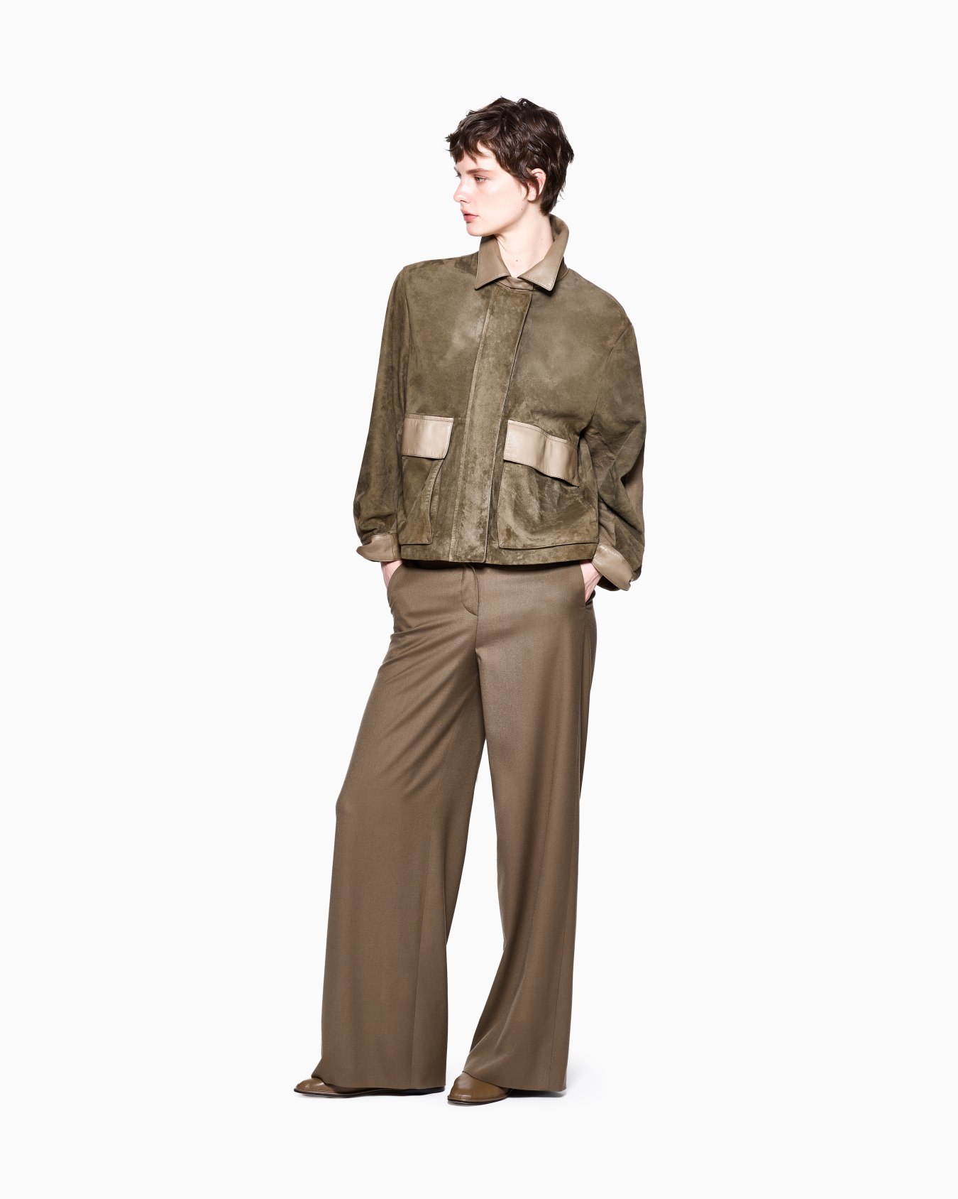 Lambskin suede and linen oversized blouson Slide 1