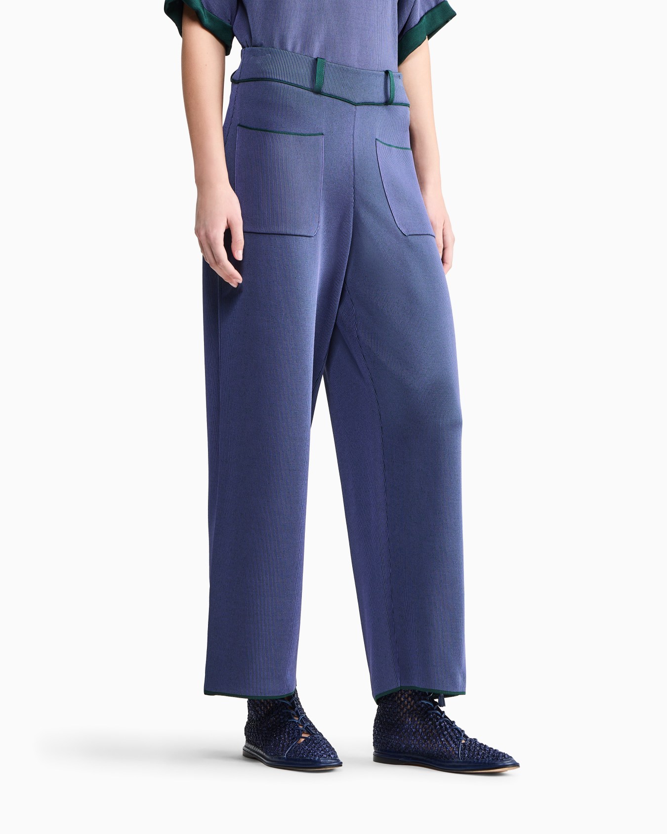 ASV ribbed viscose-blend trousers Slide 2