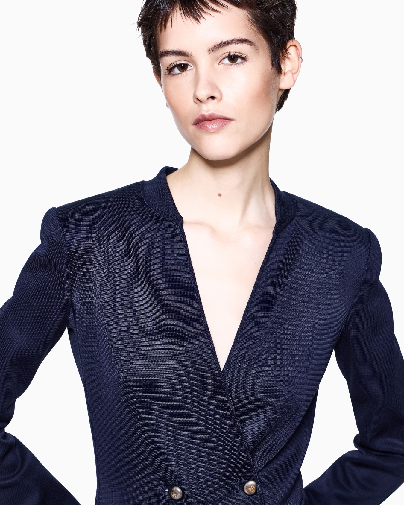 Giacca doppiopetto in maglia di seta Slide 4