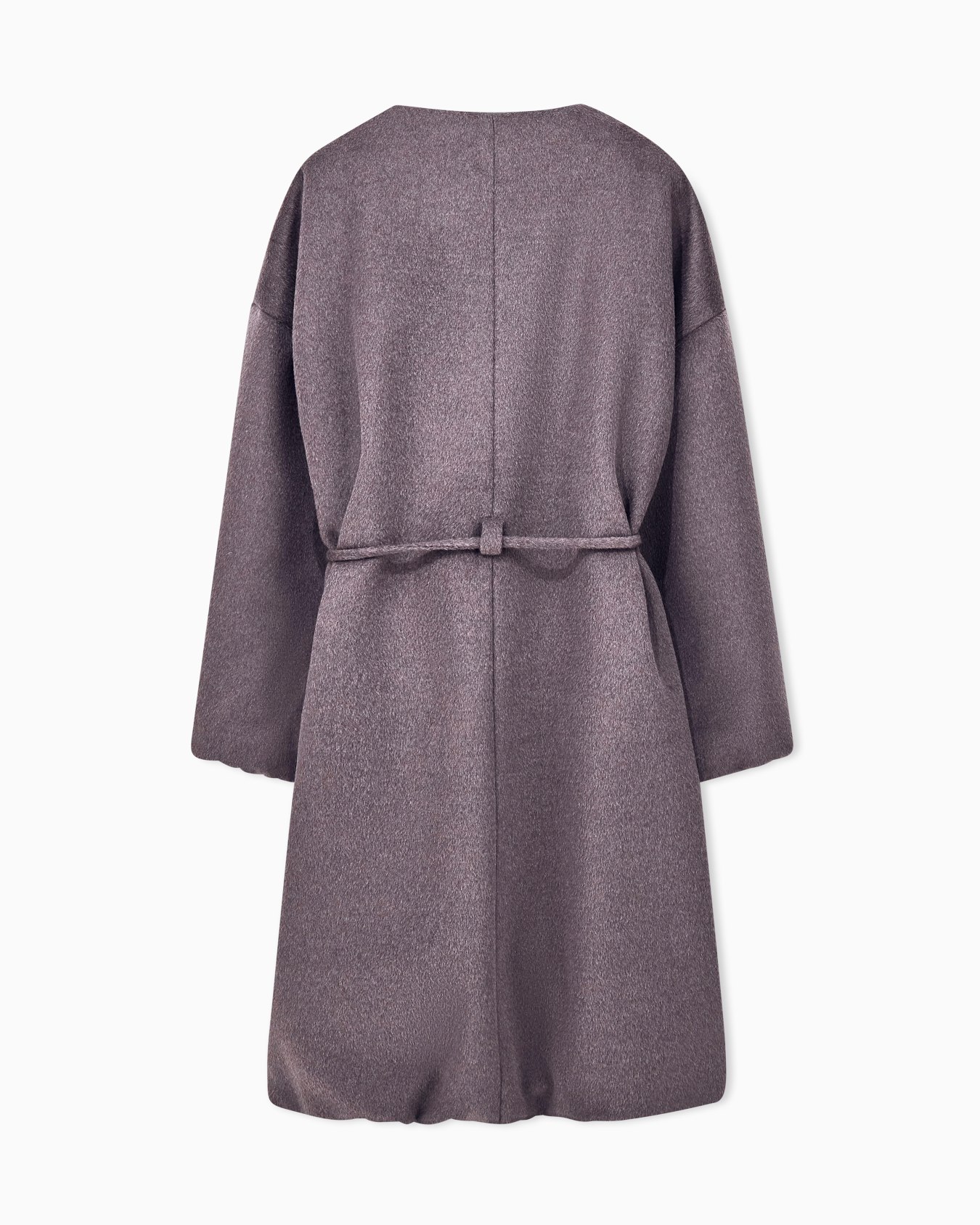 Caban coat in llama wool with deep V neckline and belt Slide 1