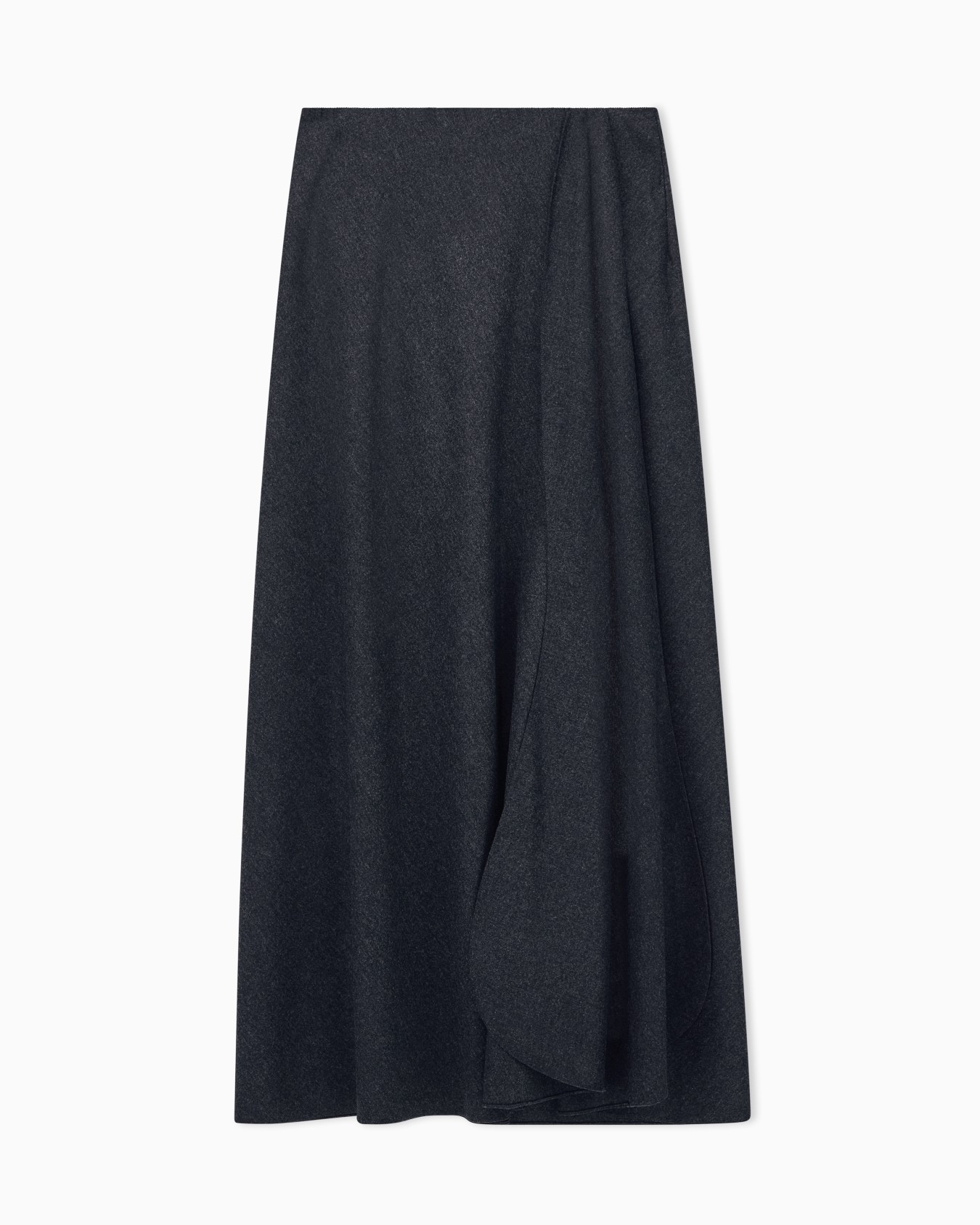 Skirt long flannel wool and cashmere with side drape Slide 0