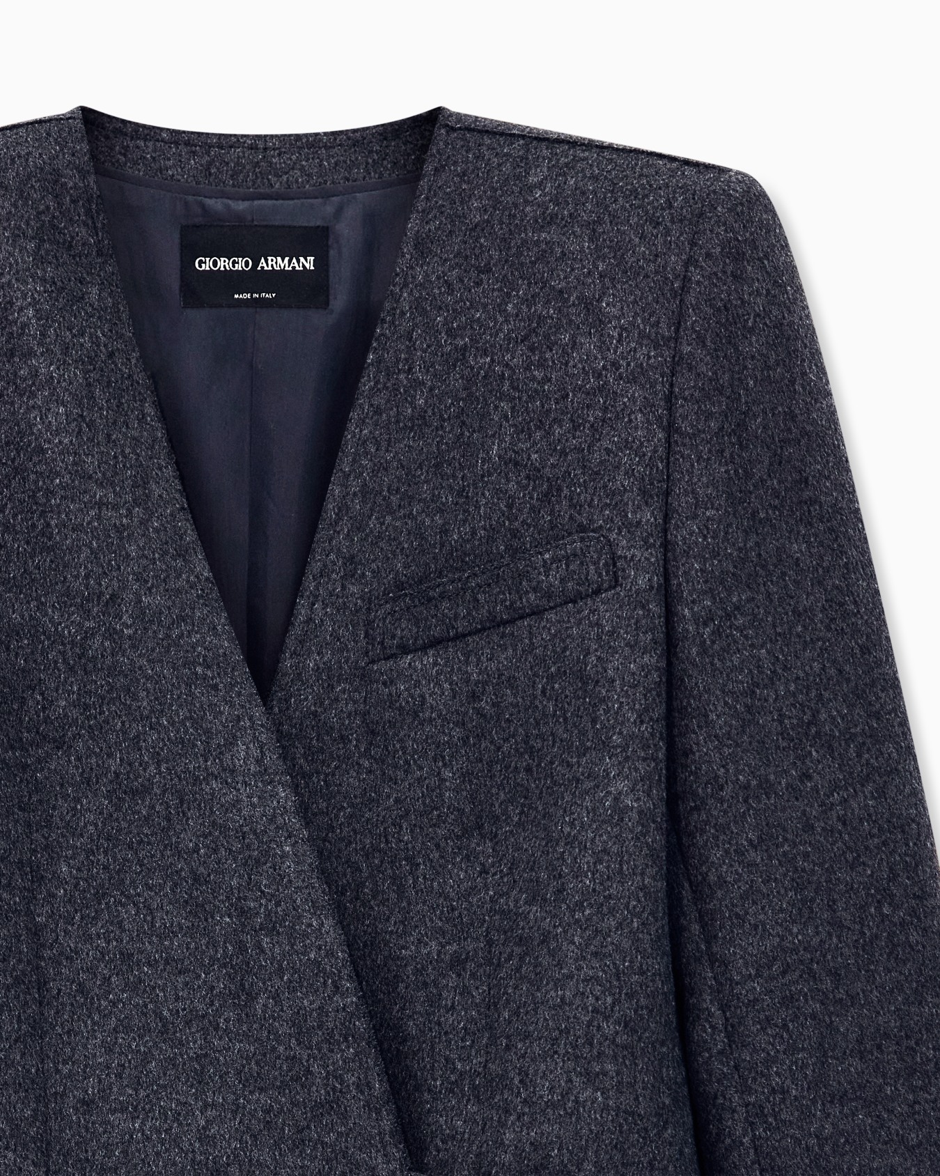 Blazer de franela de lana con escote en V y nudo lateral Diapositiva 3