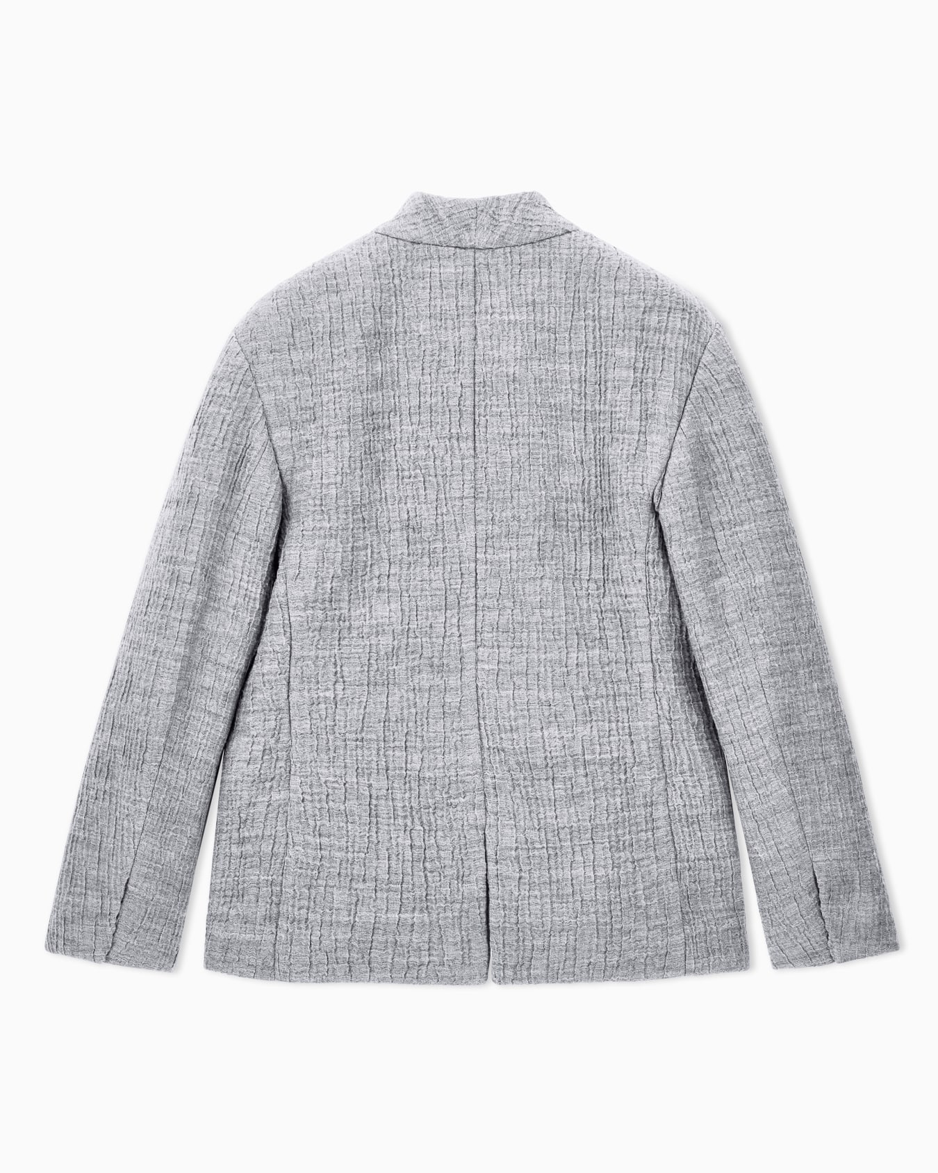 Regular fit guru collar jacket in wool and silk seersucker Slide 2