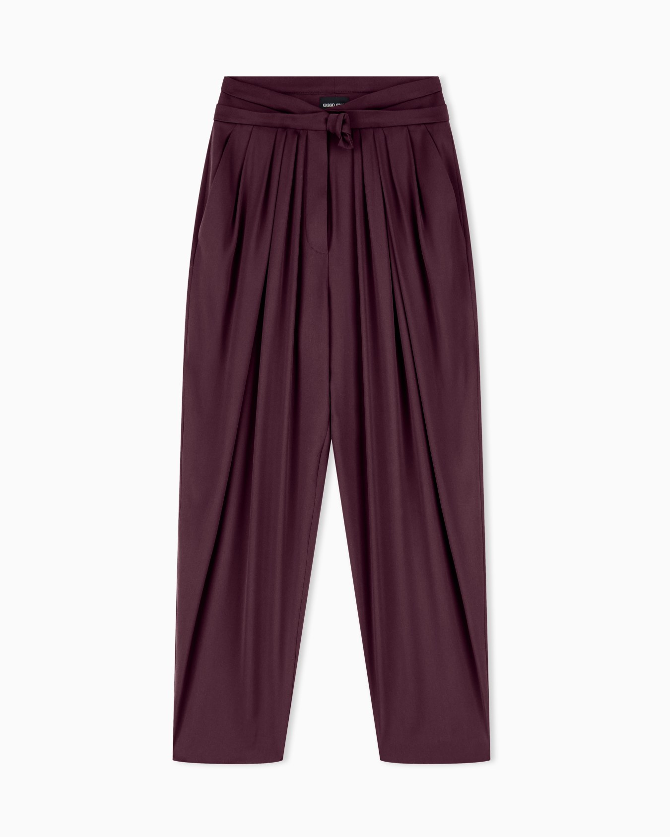 Multi-pleated trousers in silk satin with a waistband knot Slide 0