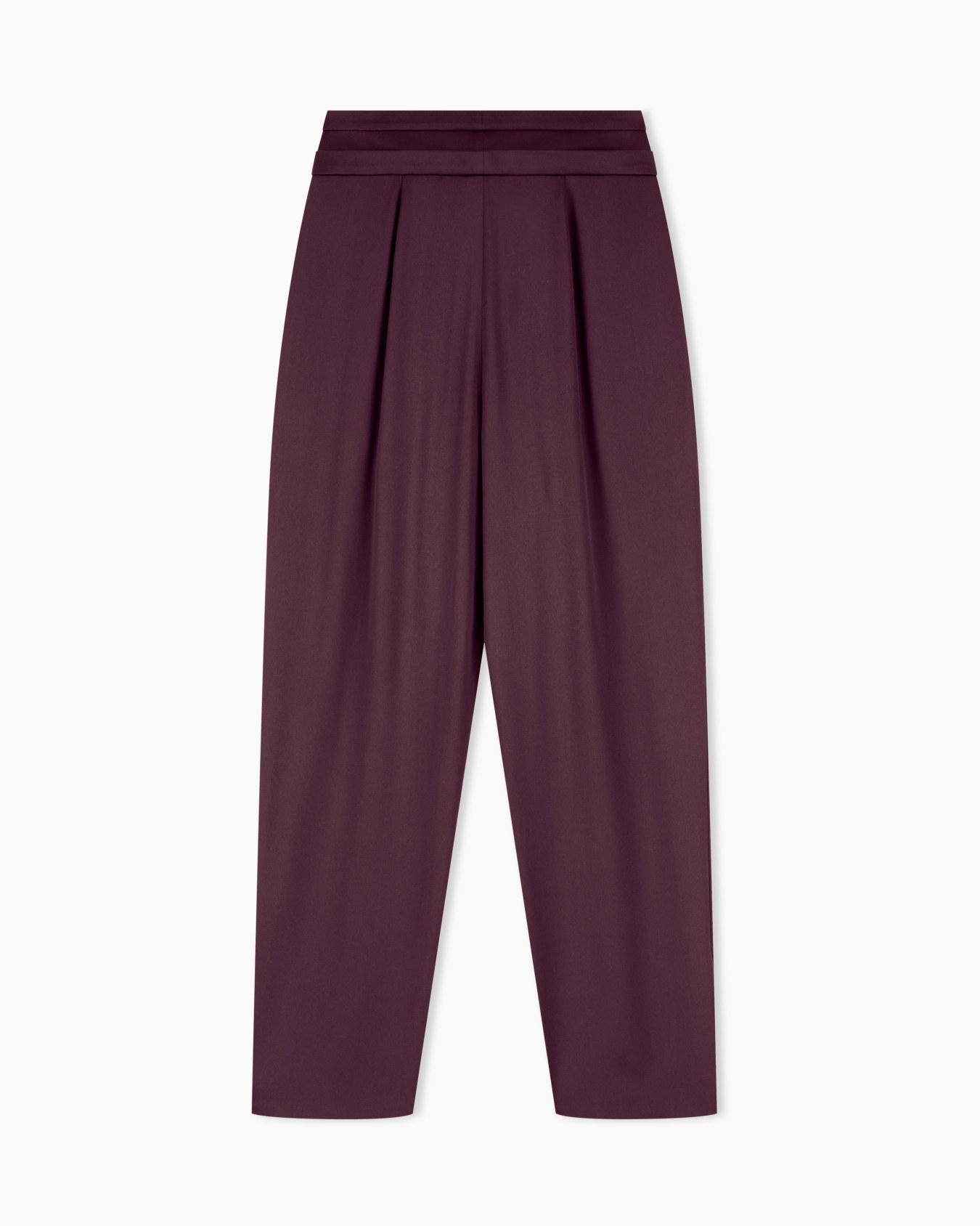 Multi-pleated trousers in silk satin with a waistband knot Slide 2