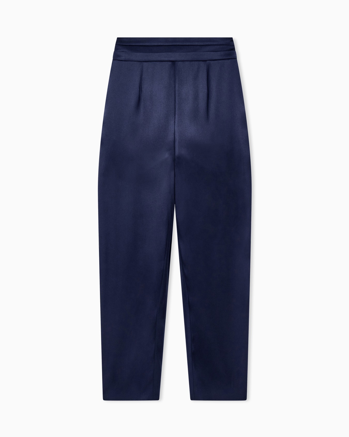 Multi-pleated trousers in silk satin with a waistband knot Slide 1