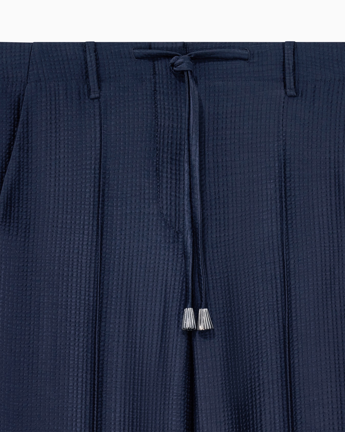 Trousers in textured viscose and wool with drawstring Slide 3