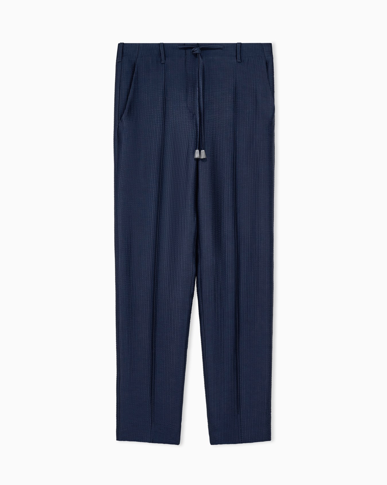 Trousers in textured viscose and wool with drawstring Slide 0