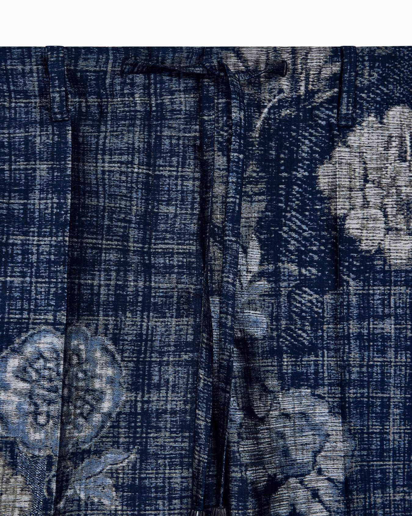 Pantaloni in jacquard misto seta con motivo floreale Slide 3