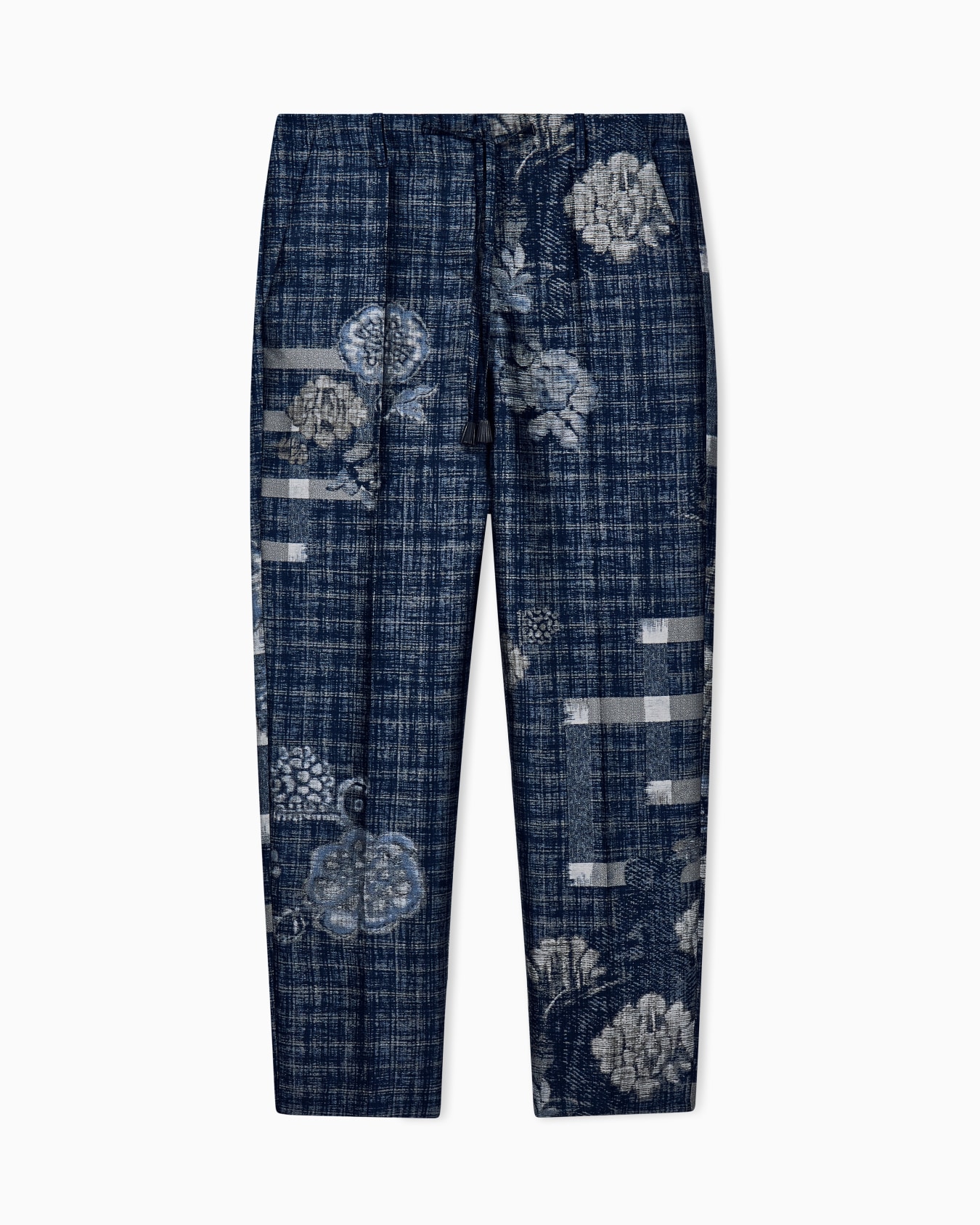 Pantaloni in jacquard misto seta con motivo floreale Slide 0