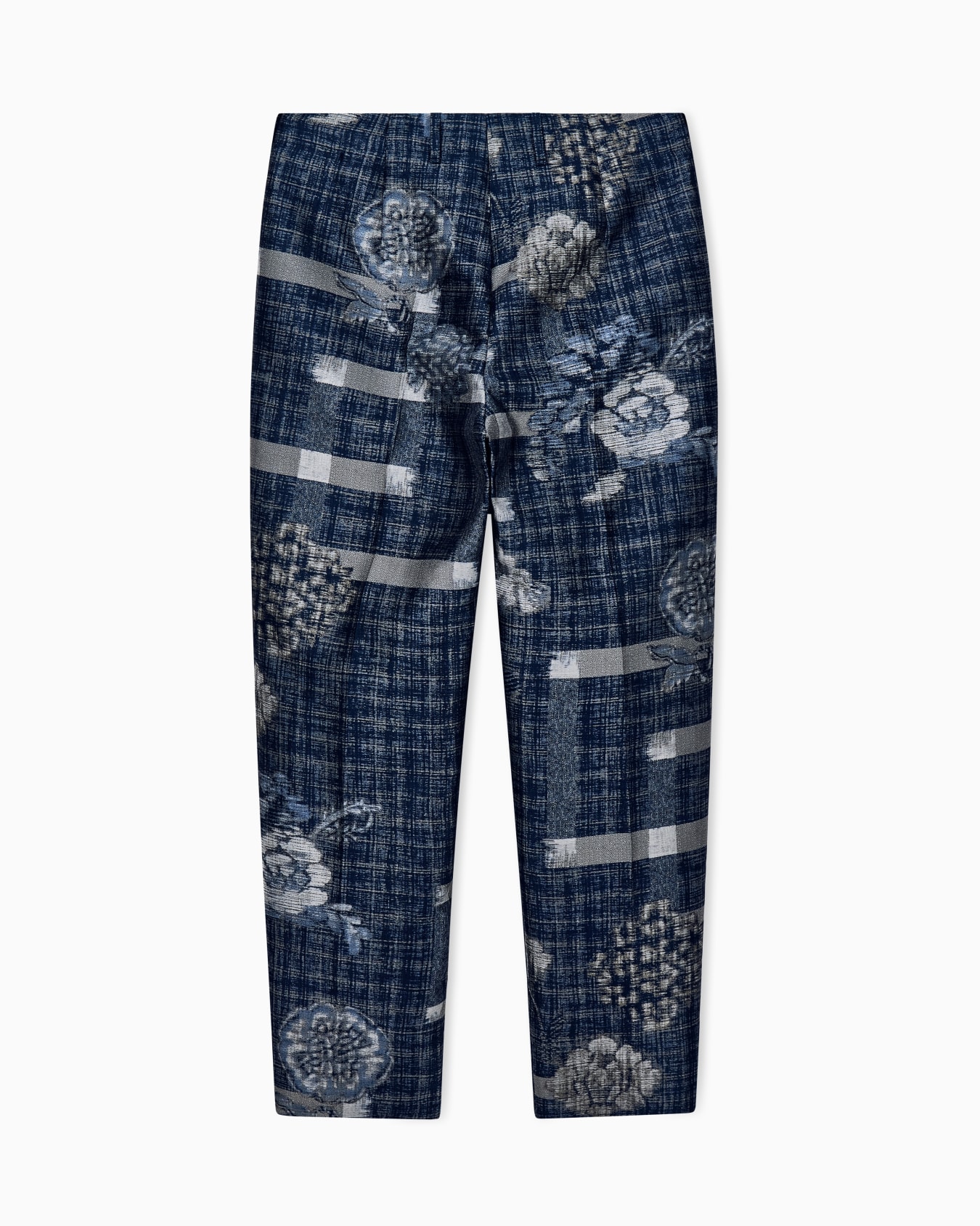 Pantaloni in jacquard misto seta con motivo floreale Slide 2