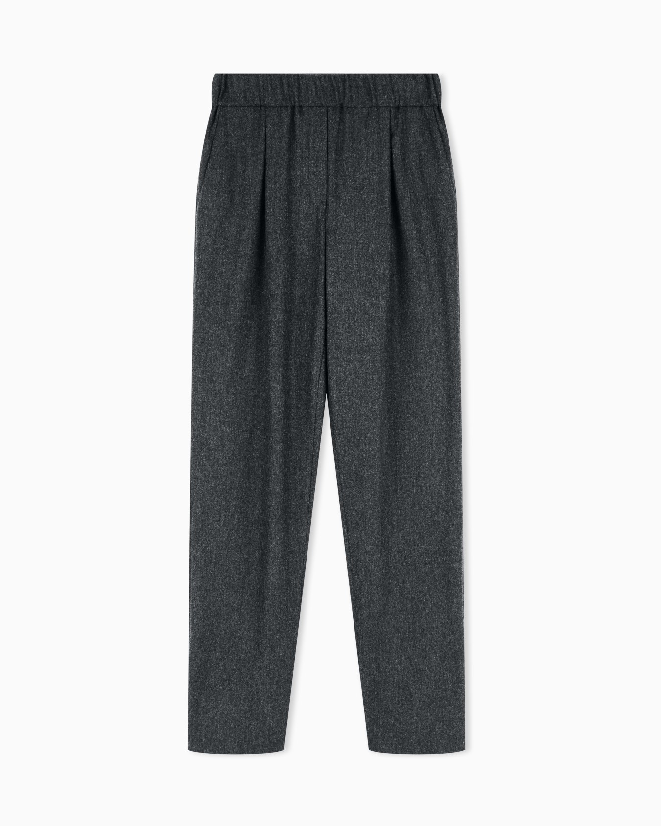 Regular fit pull-on trousers in wool and cashmere flannel Slide 0