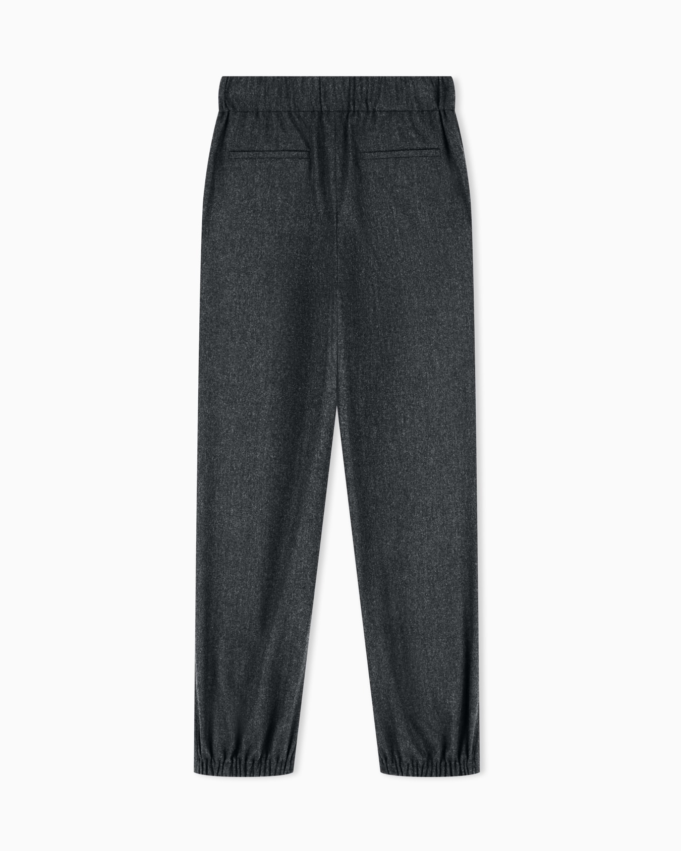 Regular fit pull-on trousers in wool and cashmere flannel Slide 2