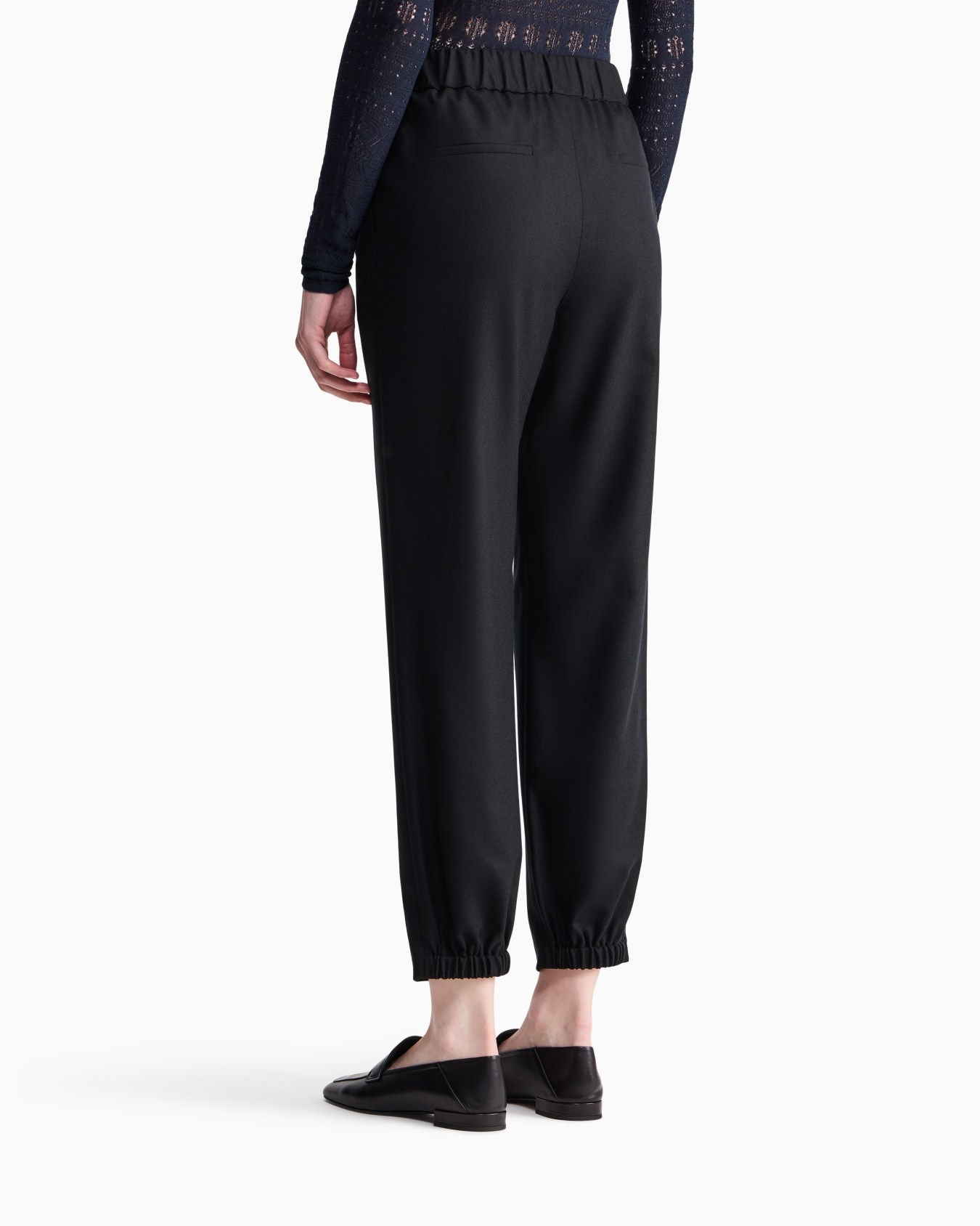 Regular fit pull-on trousers in wool and cashmere flannel Slide 5