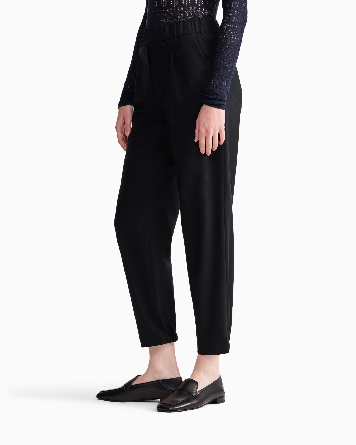 Regular fit pull-on trousers in wool and cashmere flannel Slide 3