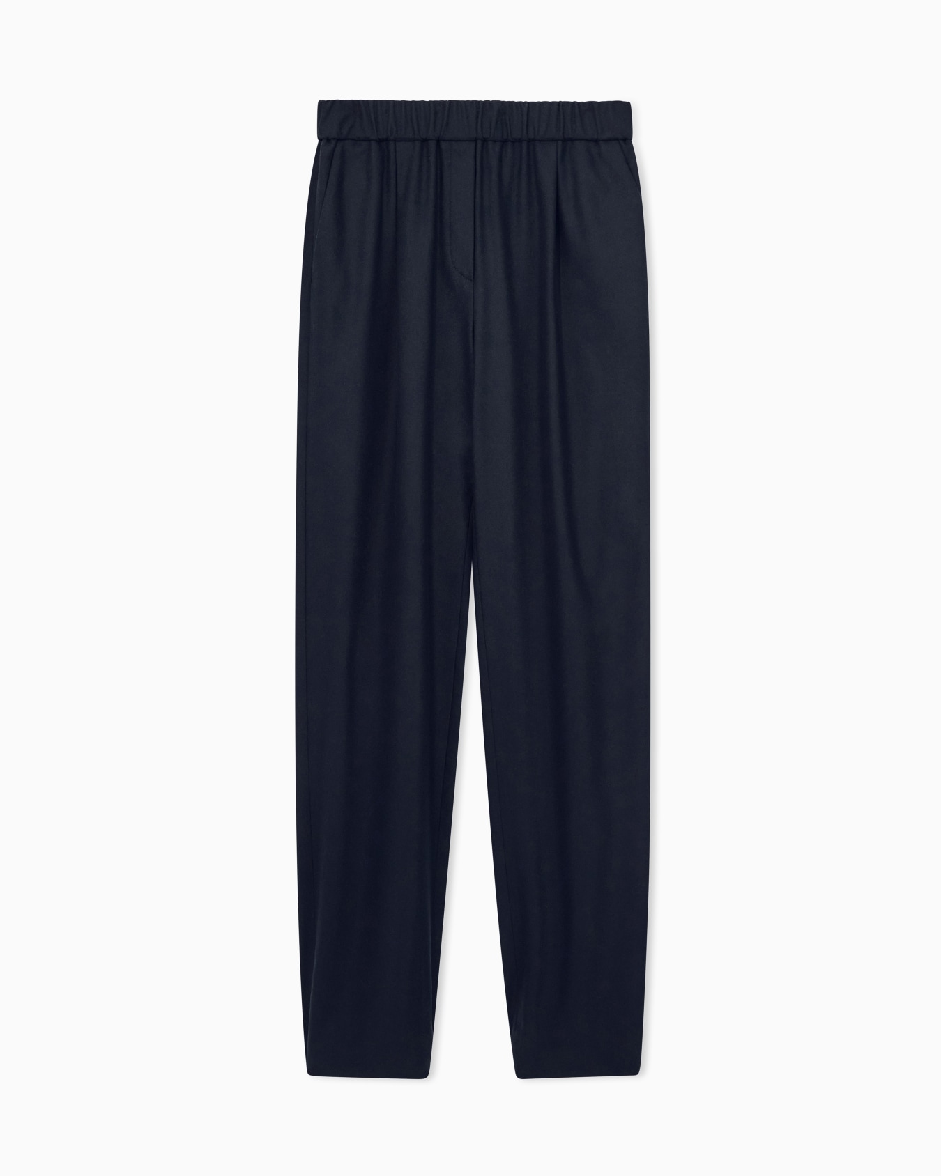 Regular fit pull-on trousers in wool and cashmere flannel Slide 0