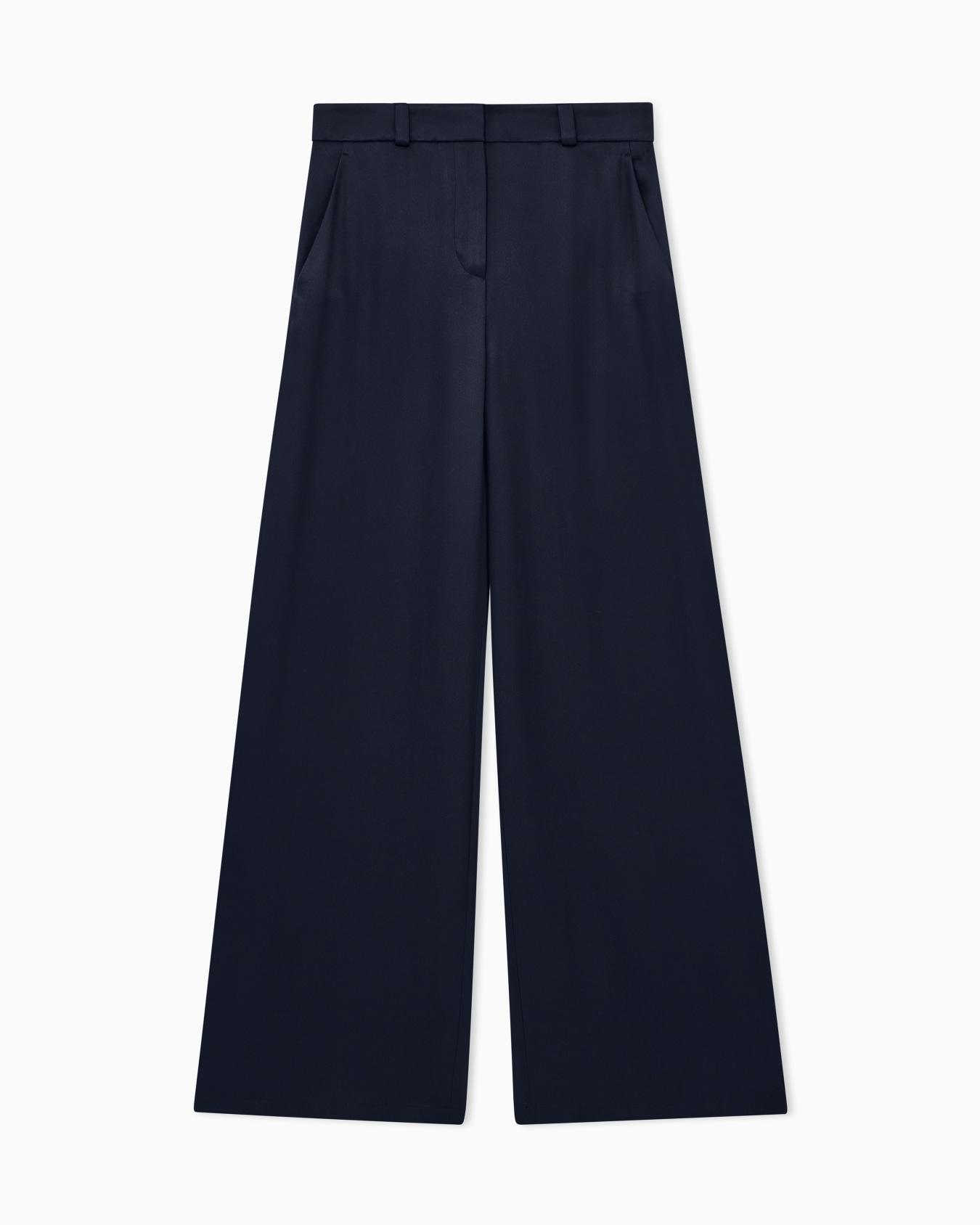 Flat front trousers in silk cady with a hidden side pleat Slide 0